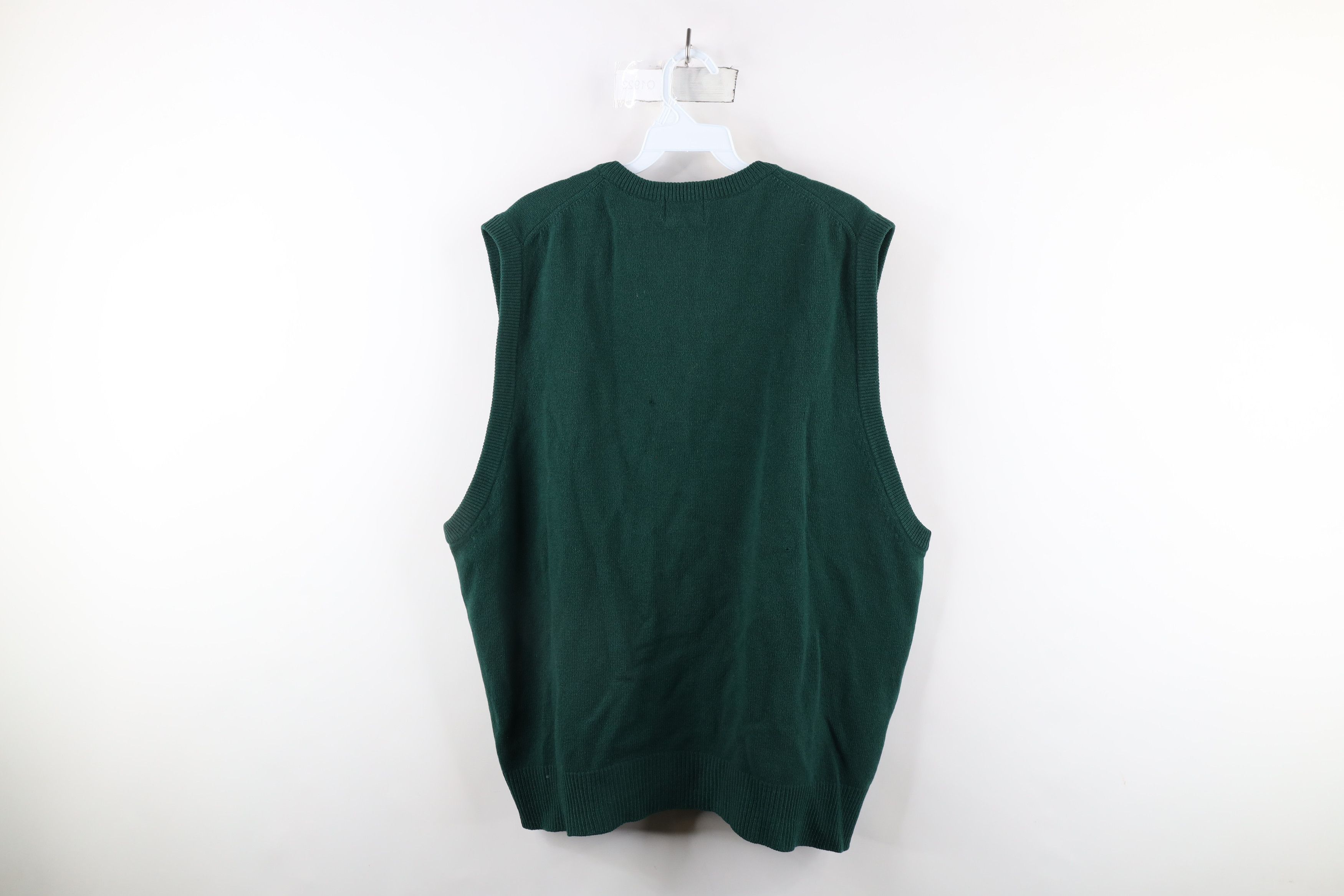 Vintage Vintage 80s 90s Streetwear Wool Knit Sweater Vest Green Size US XL / EU 56 / 4 - 9 Thumbnail
