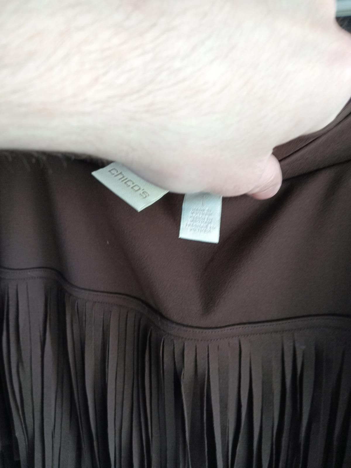 Designer Chicos Brown Fringe Skirt - Stylish and Fun! Size 28" / US 6 / IT 42 - 4 Thumbnail
