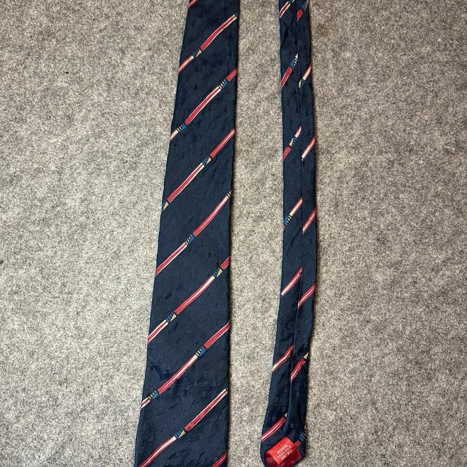 Lanvin Vintage Lanvin Paris Men’s Silk Tie – Navy with Red Stripe Size ONE SIZE - 8 Thumbnail