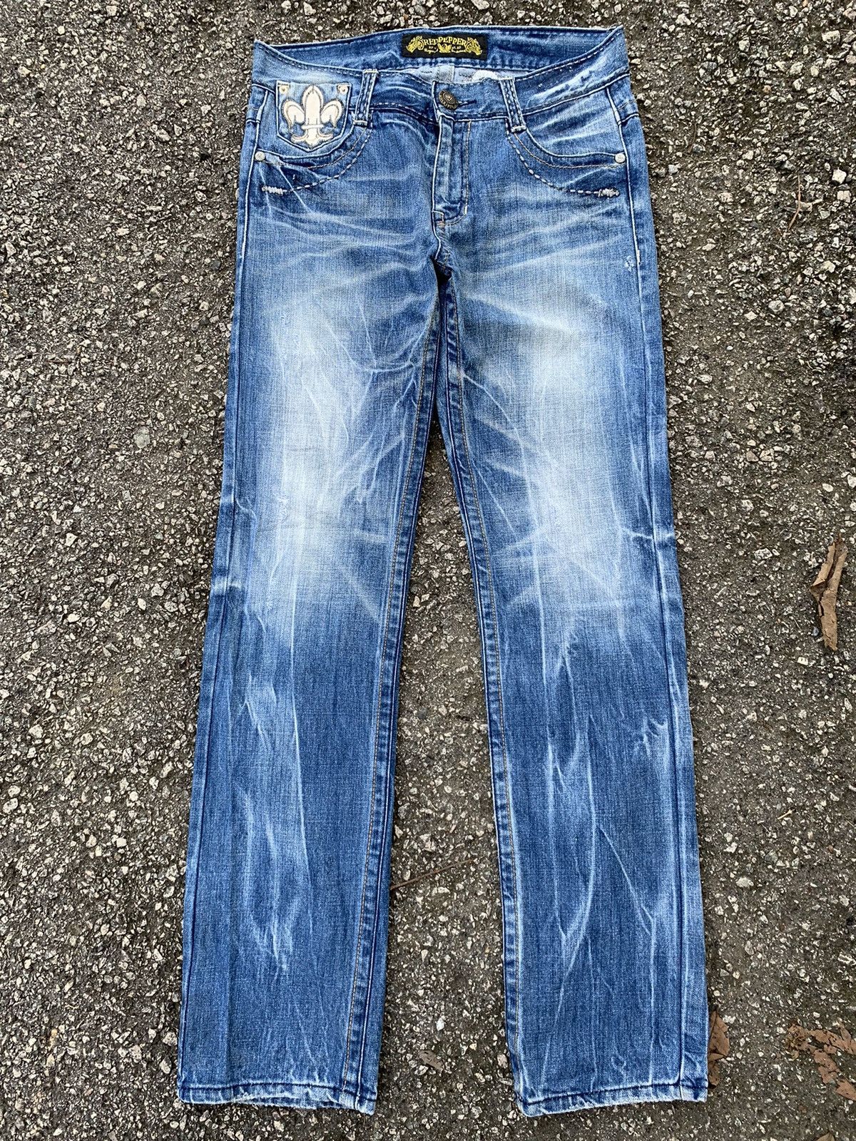 RED PEPPER JAPANES FADED & RUSTY PUNK STYLE DISTRESSED DENIM