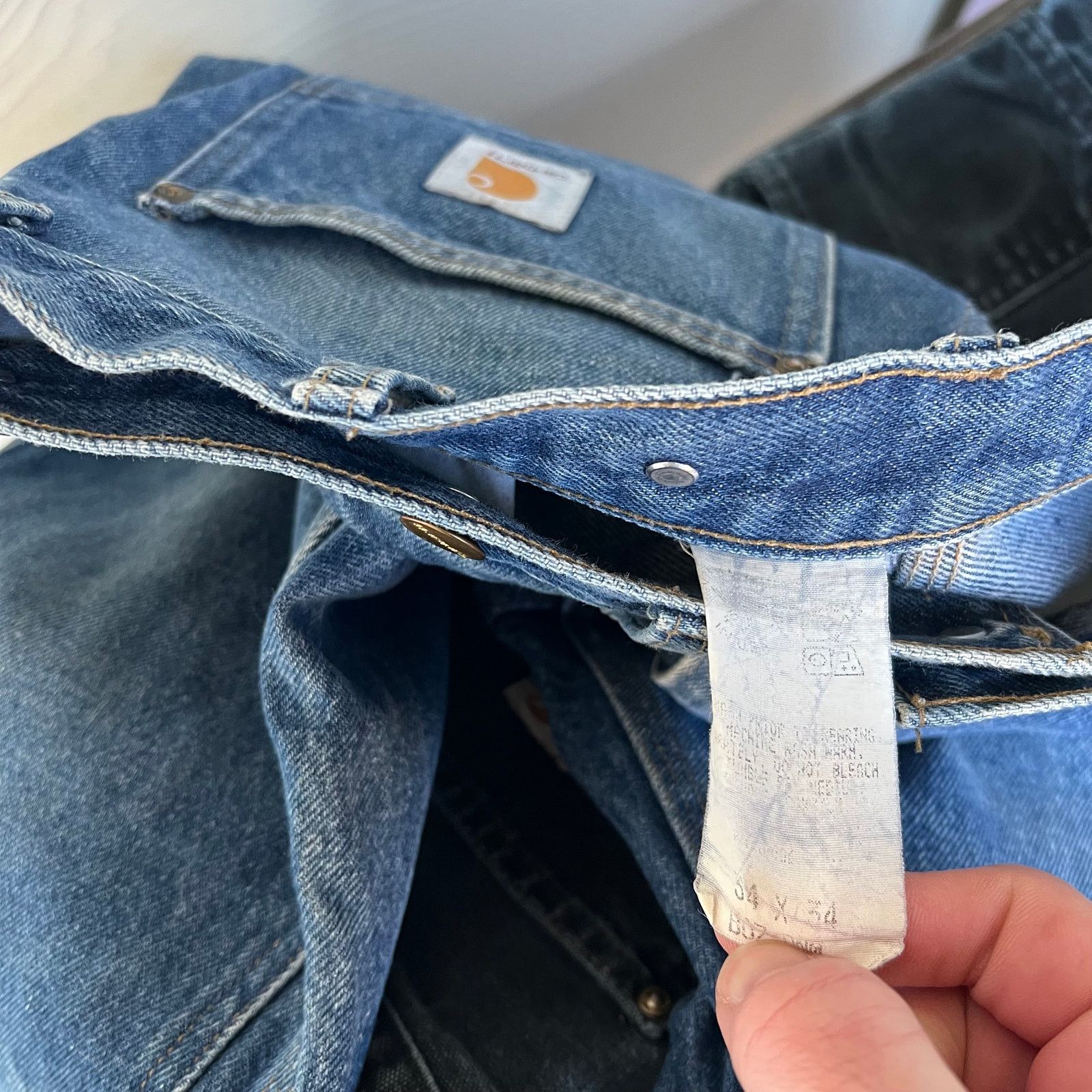Carhartt × Vintage Vintage Carhartt blue denim jeans double knee work pants Size US 32 / EU 48 - 7 Thumbnail