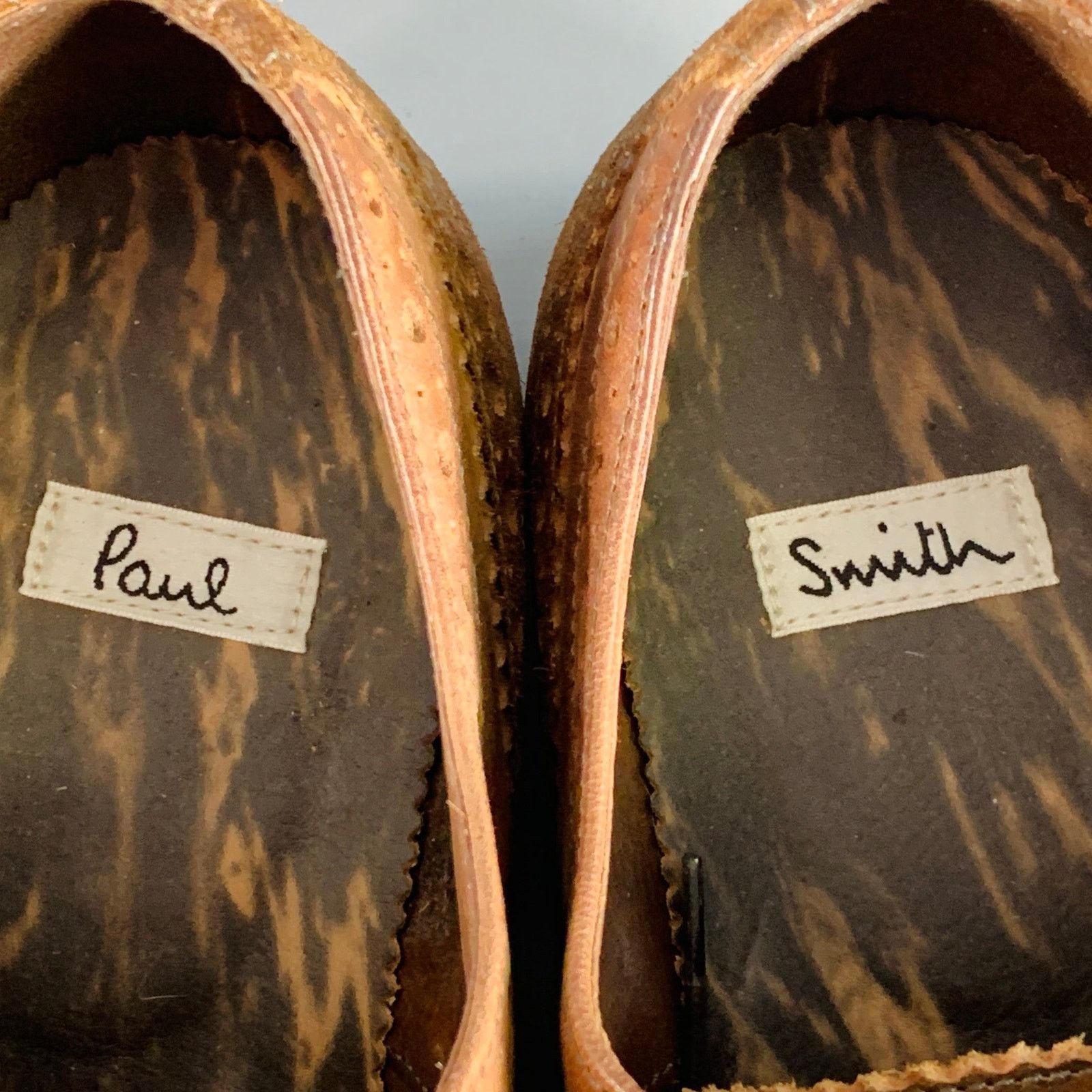 Paul Smith 9 Brown Distressed Leather Wingtip Oxford Lace-Up Shoes Size US 9 / EU 42 - 7 Thumbnail
