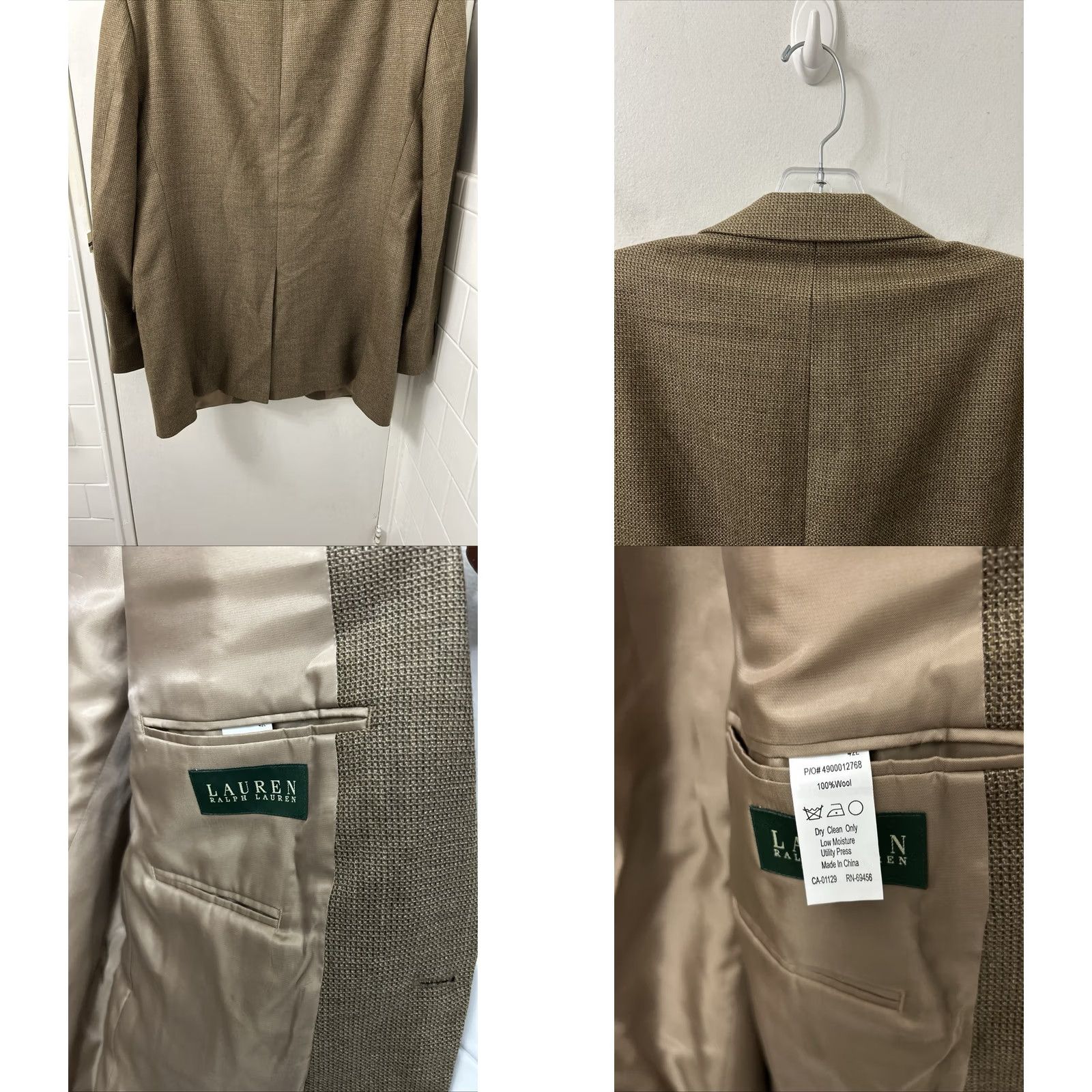 Ralph Lauren VINTAGE? (No) Lauren Ralph Lauren Blazer Mens 42L Brown 100% Wool Basketweave Sport Coat Shirt? Size 42R - 8 Thumbnail