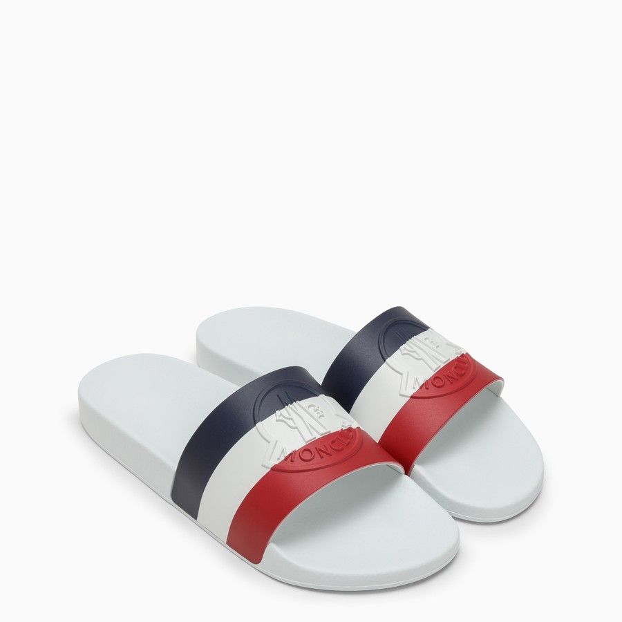 image of Moncler O1D2Blof0424 Logo Slides In White, Men's (Size 11)