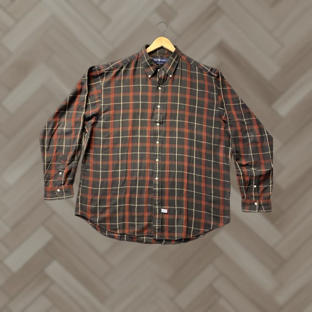 Polo Ralph Lauren VINTAGE Polo Ralph Lauren Long Sleeve Button Shirt Mens XXL Olive Green Plaid Logo Casual Size US XXL / EU 58 / 5 - 1 Thumbnail