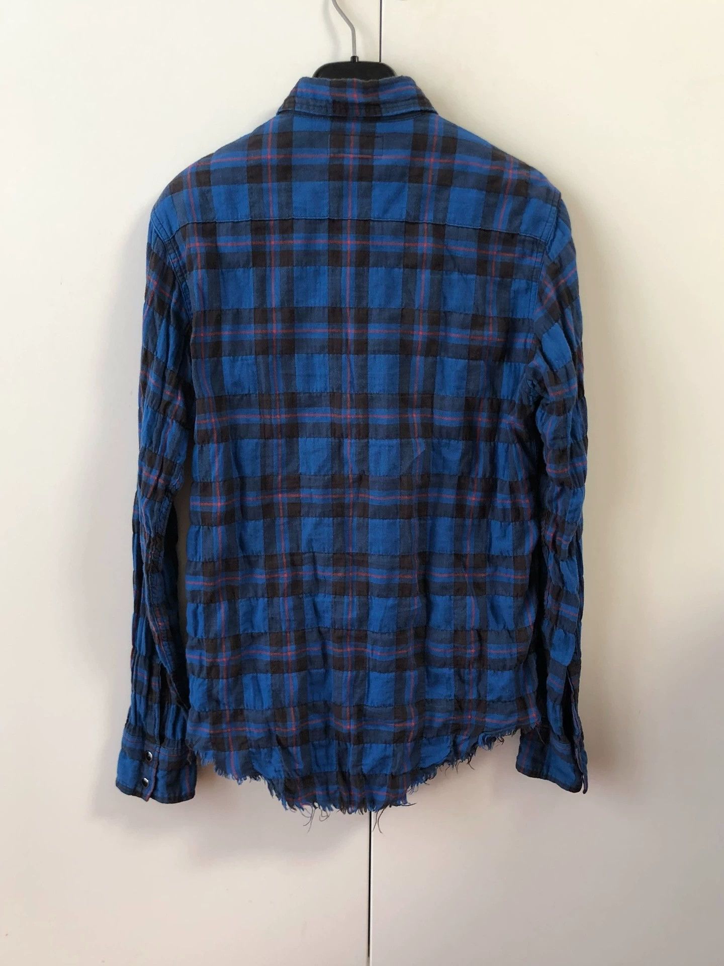 Saint Laurent Paris Saint Laurent runway blue plaid shirt, distressed hem. Size US XS / EU 42 / 0 - 2 Thumbnail
