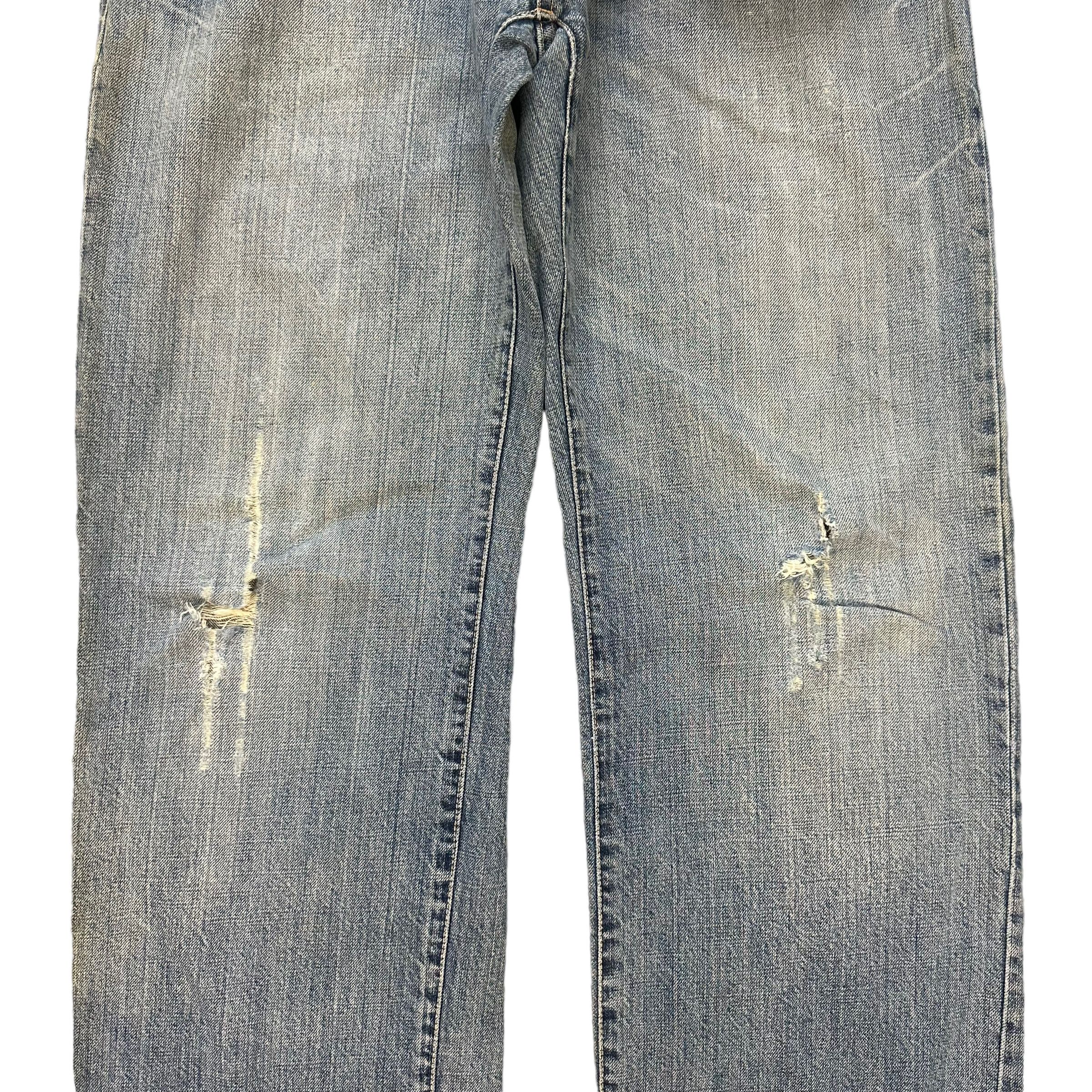 Issey Miyake TRASHED🔥 TETE HOMME LIGHT WASH STUDDED DENIM PANT #7798-176 Size US 31 - 6 Thumbnail