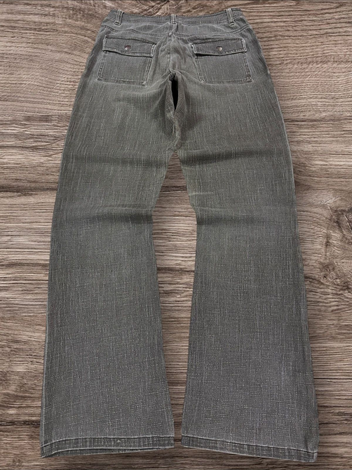 Japanese Brand Esuwai Japan Crosshatch Grey Wash Flare Jeans Size US 28 / EU 44 - 1 Thumbnail