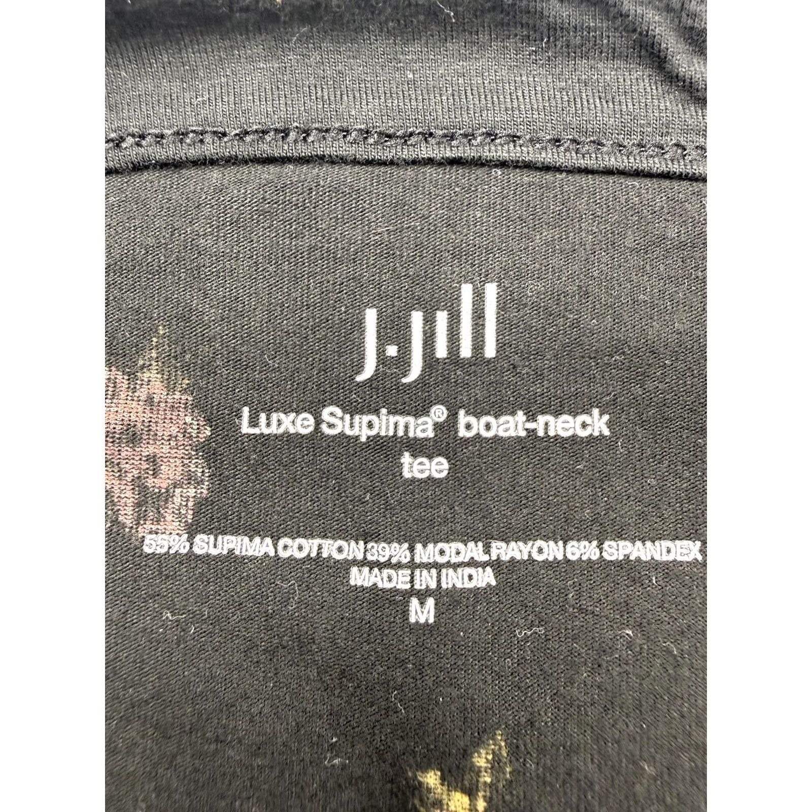 J. Jill J. Jill Womens M Black Boat Neck Long Sleeve Floral Supima Tee Top Size M / US 6-8 / IT 42-44 - 3 Thumbnail