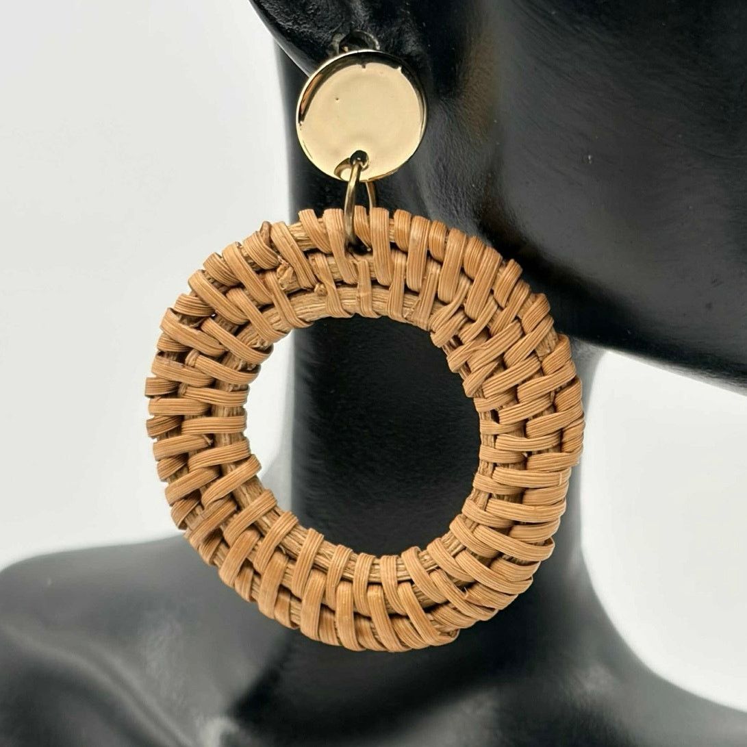 Other Tan Boho Straw Earrings Size ONE SIZE - 1 Thumbnail