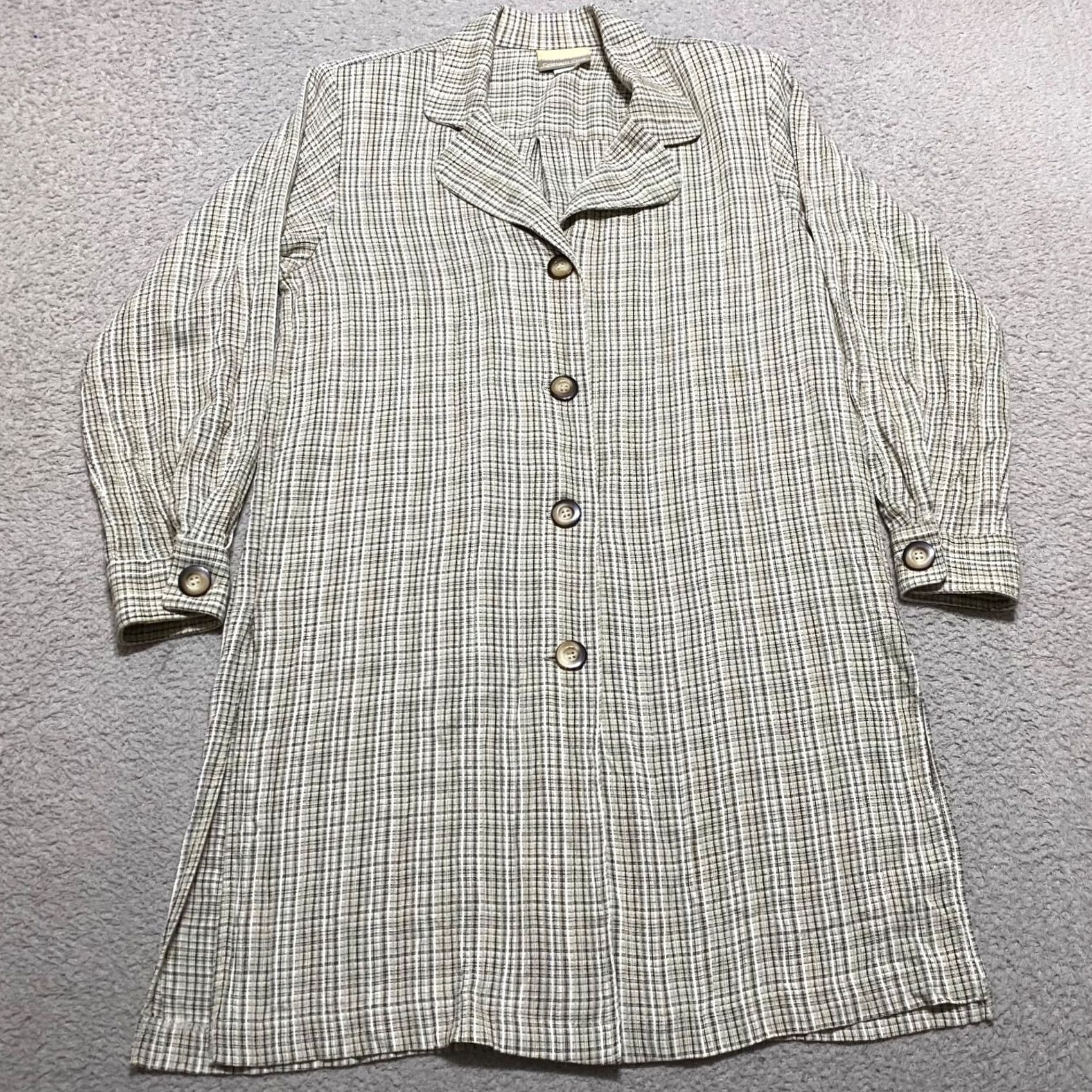 Coldwater Creek Coldwater Creek Jacket Womens Regular Multicolor Plaid Button Up, Lightweight, Long Sleeve, Mid-Length, Spring Summer, Size 8 Size M / US 6-8 / IT 42-44 - 2 Thumbnail