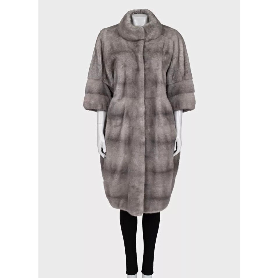 Gianfranco Ferre Gianfranco Ferre Gray Fur Coat High Collar Sz L Size L / US 10 / IT 46 - 1 Thumbnail
