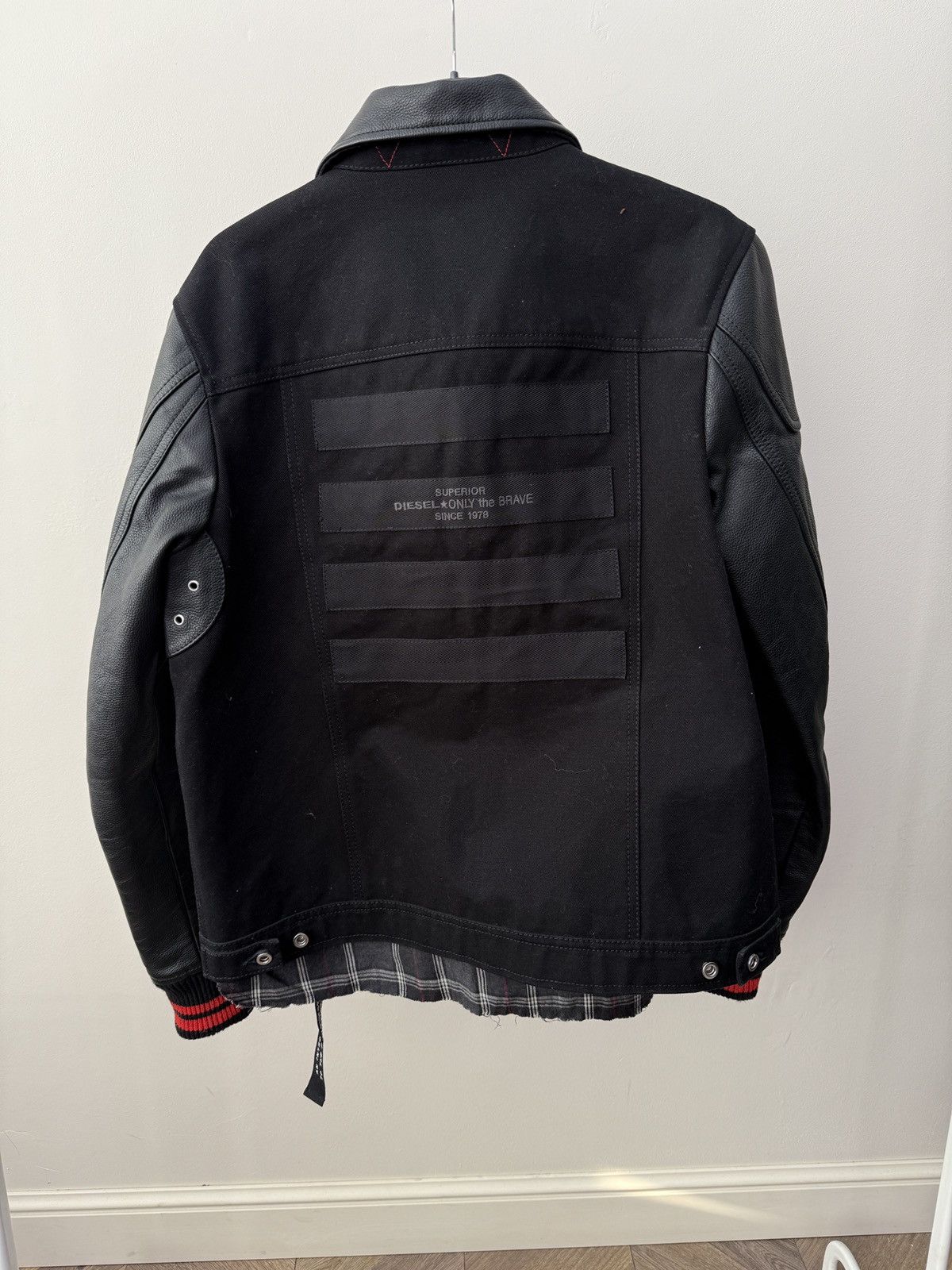 Diesel Vintage Diesel Black Jacket Leather Sleeves Zip Up Size US L / EU 52-54 / 3 - 11 Thumbnail
