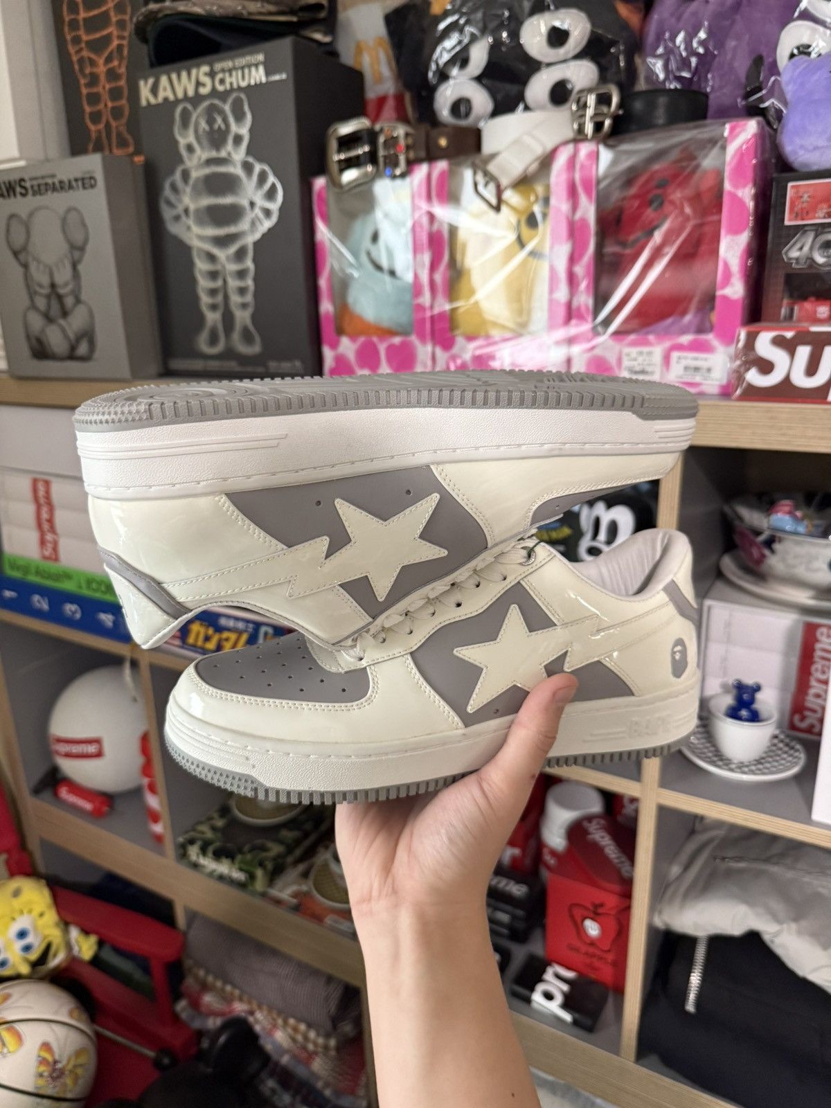 Bape Bathing Ape Bapesta White/Grey Low Size US 9 / EU 42 - 4 Thumbnail