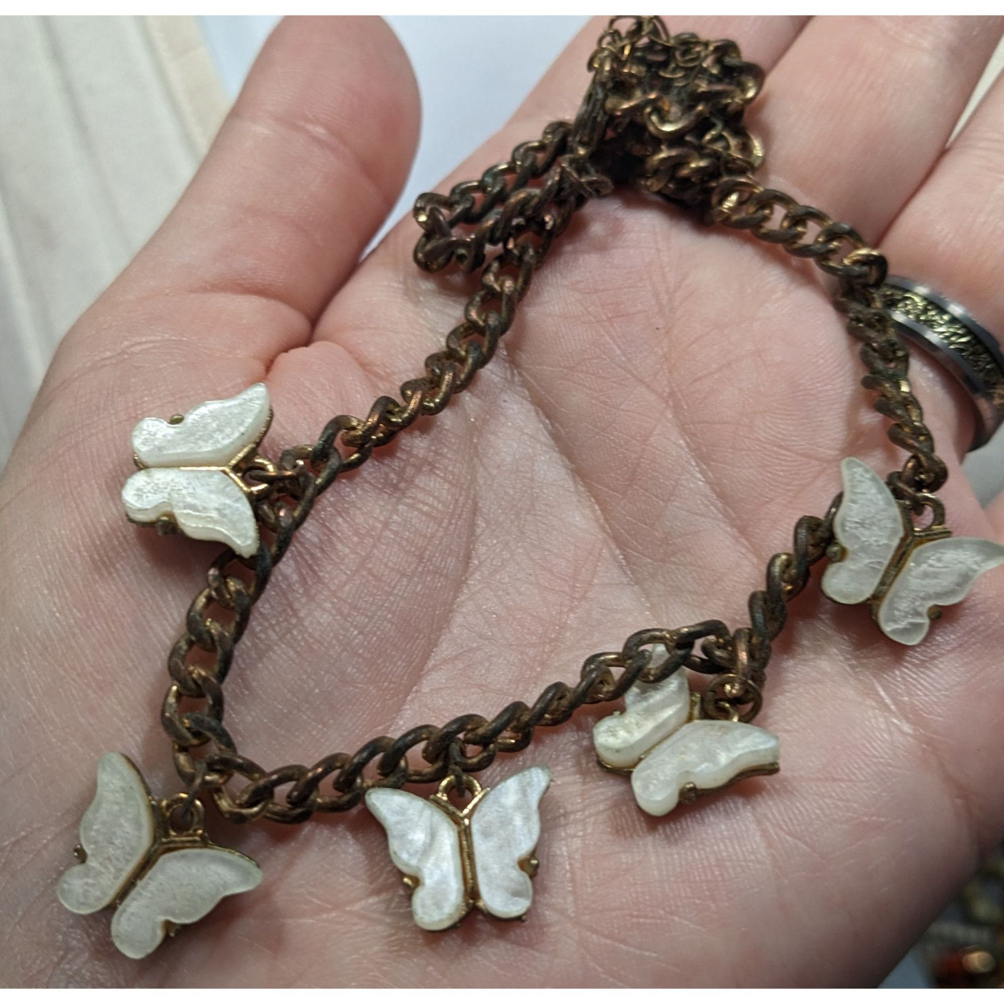 Other Fairycore Butterfly White And Antiqued Gold Tone Charm Neckl Size ONE SIZE - 3 Thumbnail