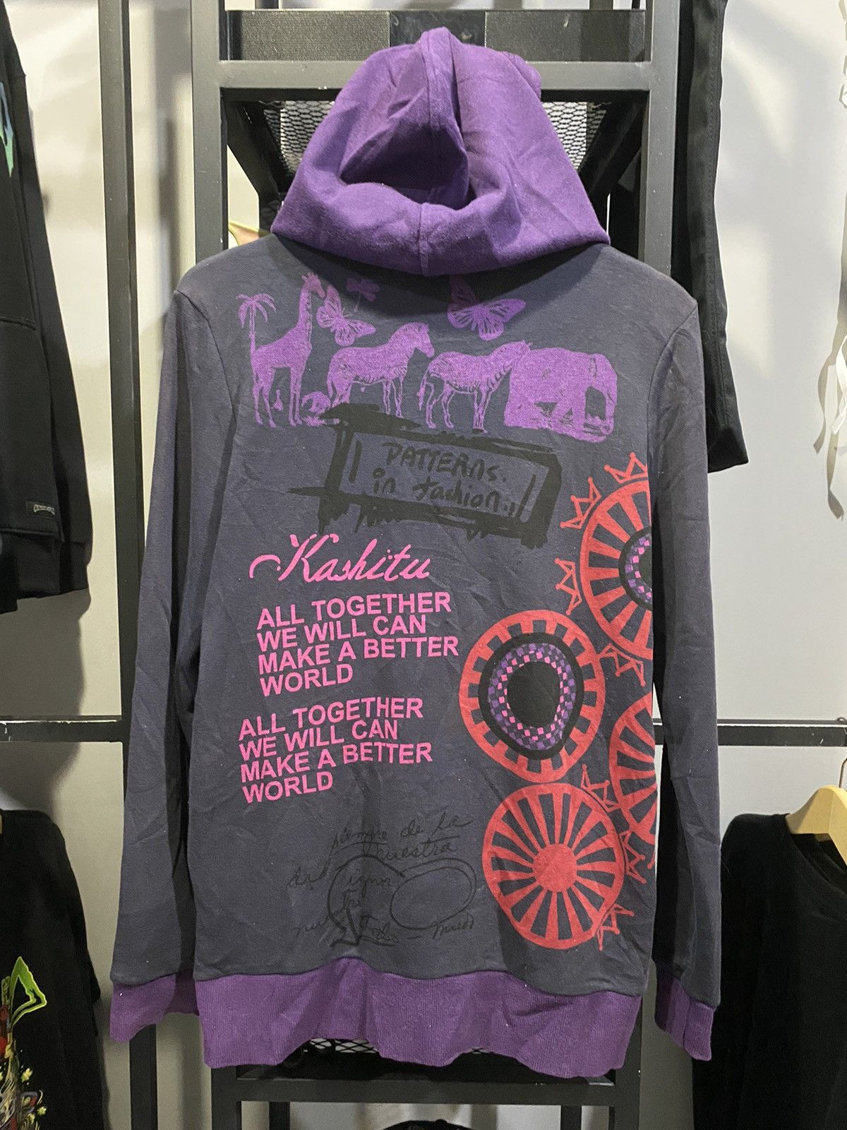 Vintage Clin Delle Postmail Stamp Art Flower FurrHoodie Size US L / EU 52-54 / 3 - 18 Thumbnail