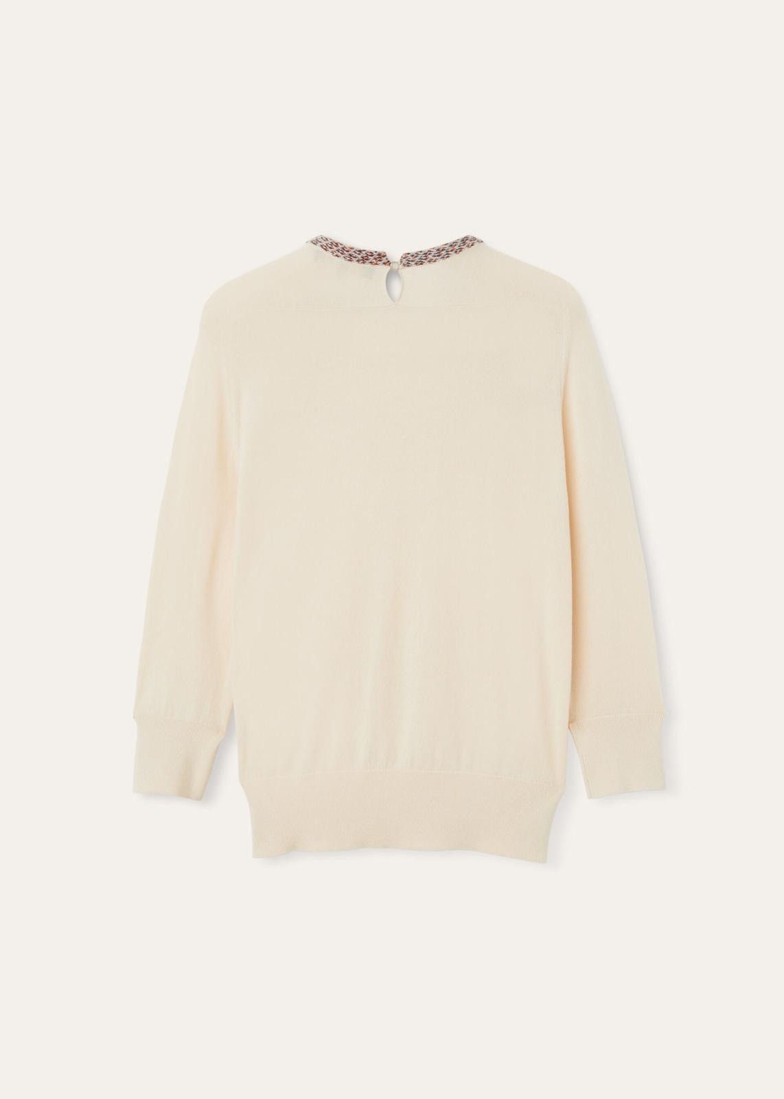 Loro Piana o1srvl11e0125 FAO1842 Ishikari Crewneck Sweater in Ivory Size S / US 4 / IT 40 - 2 Thumbnail