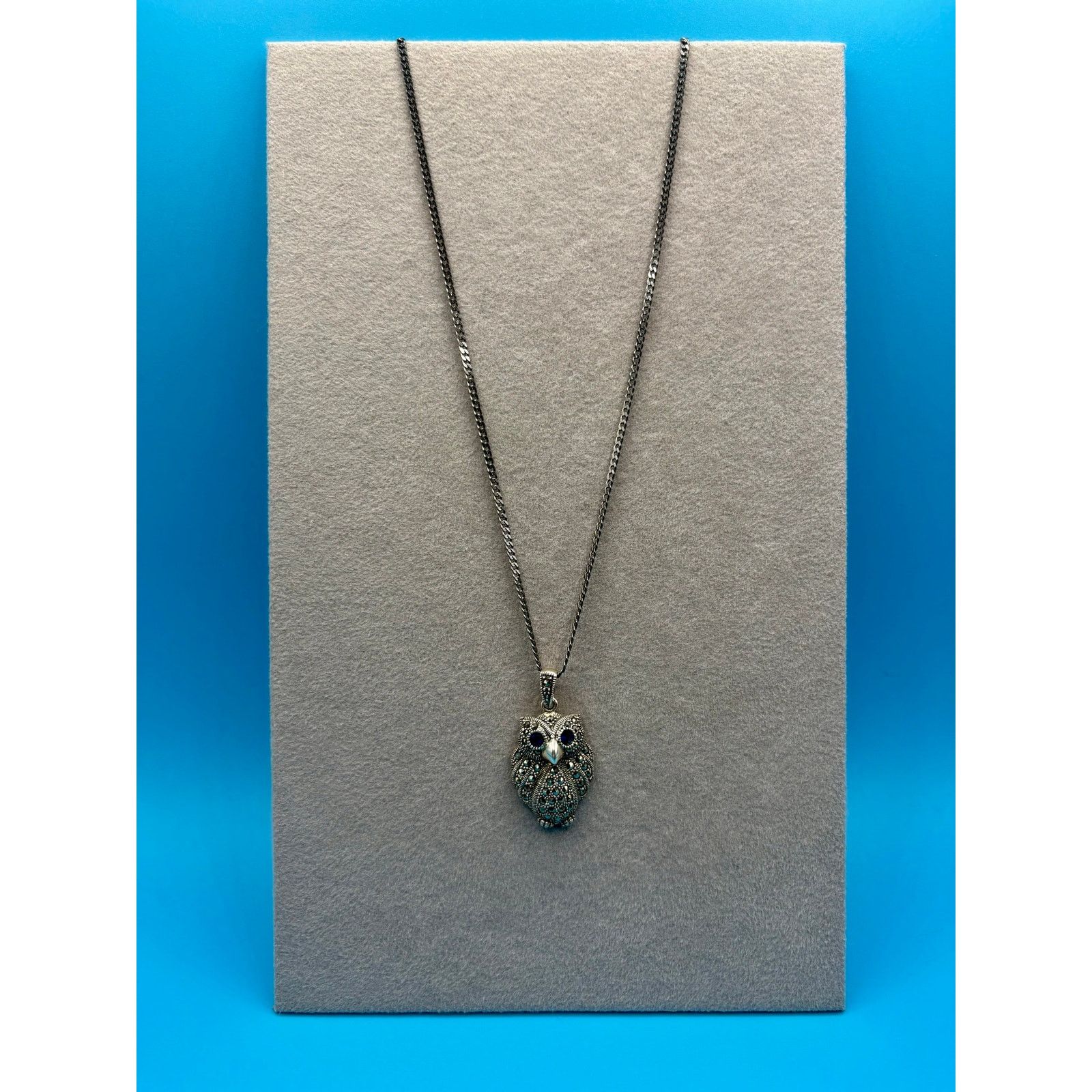 Jewelry NEW Black Rhodium Silver Moissanite Owl Pendant & 20" Chain Size ONE SIZE - 4 Thumbnail