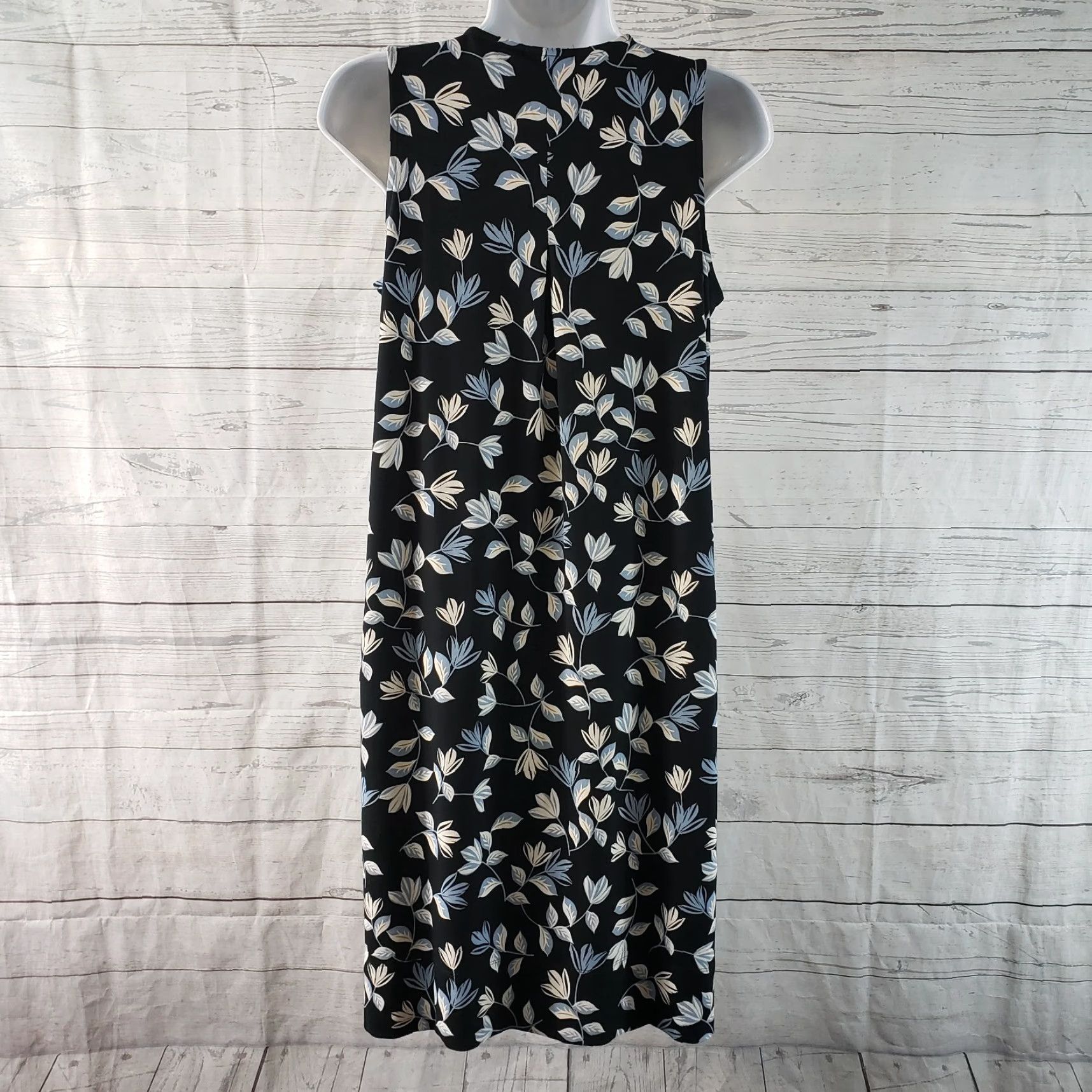 J. Jill J Jill Wearever Collection Dress Womens Sz XS Black Blue Floral Sleeveless Size XS / US 0-2 / IT 36-38 - 5 Thumbnail