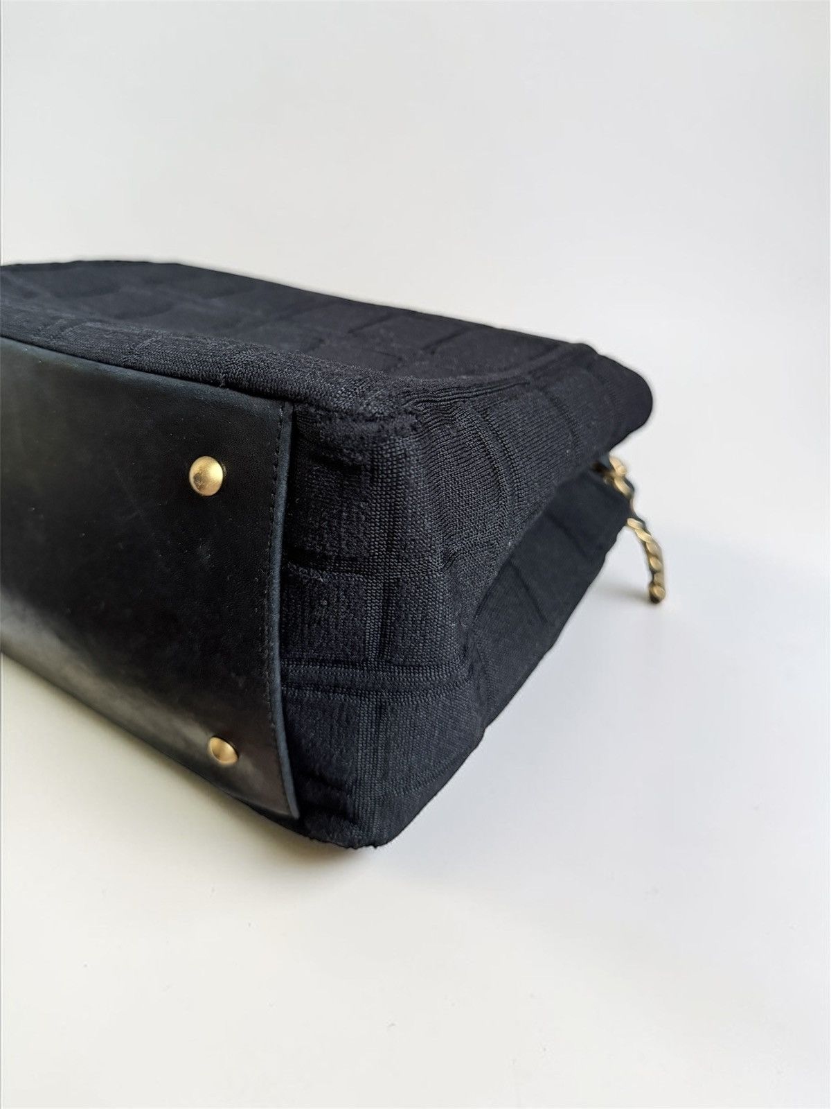Chanel Chanel Vintage Chocobar Black Jersey Tote with chain straps Size ONE SIZE - 10 Thumbnail