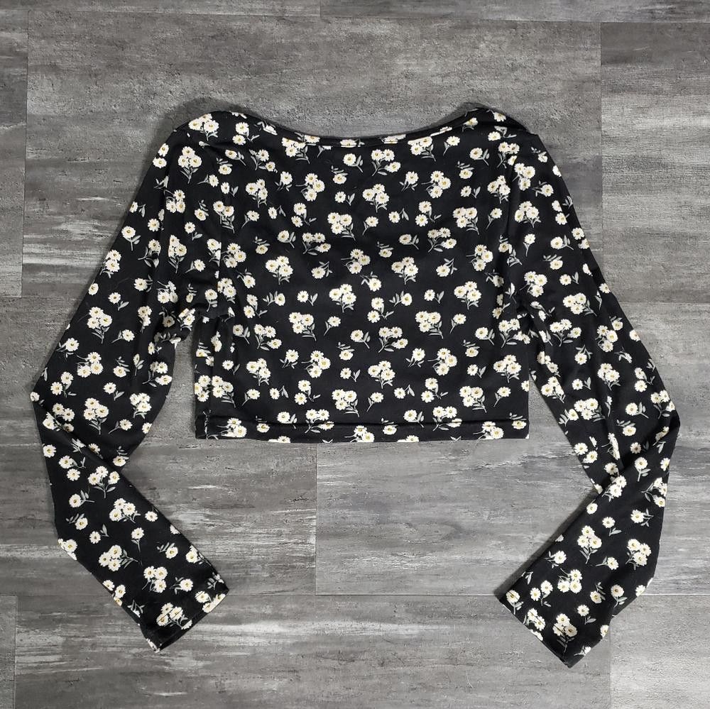 Shein Black Floral SHEIN Long Sleeve Size L / US 10 / IT 46 - 2 Thumbnail