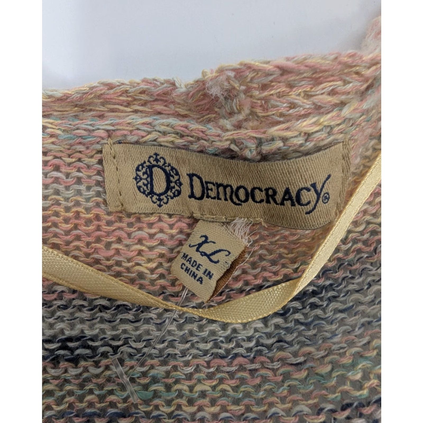 Vintage VINTAGE Democracy V-Neck Cardigan Sweater Heathered Stripe Print Ruffle Shoulders Sz XL Size XL / US 12-14 / IT 48-50 - 7 Thumbnail