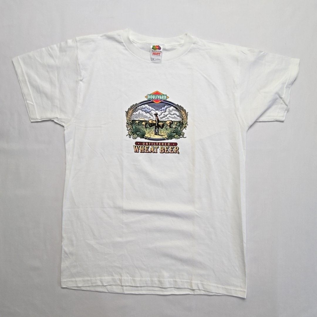 Vintage Vintage Boulevard Brewing Co Wheat Beer Graphic M White Tee Size US M / EU 48-50 / 2 - 1 Thumbnail