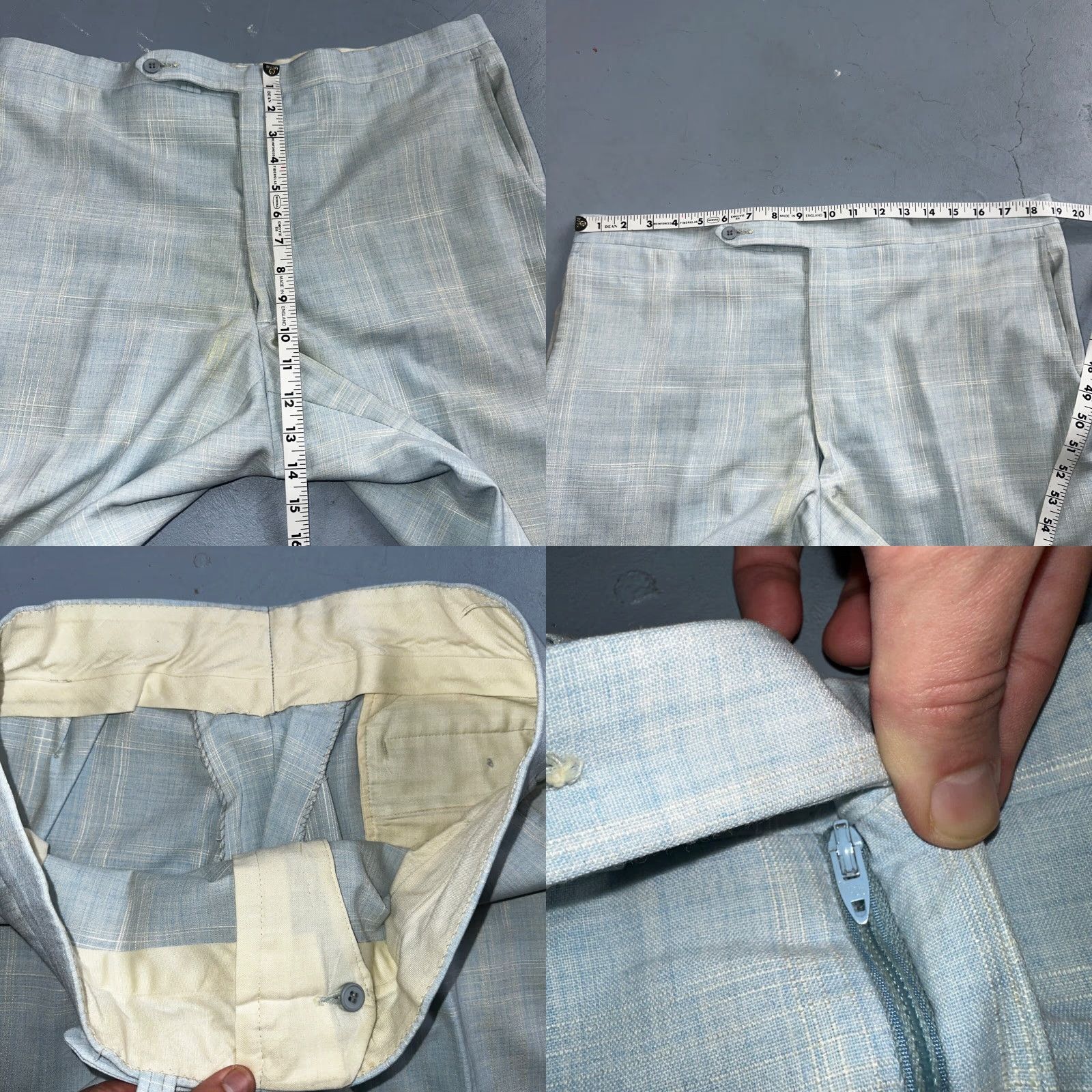 Vintage VTG Mens 3 PC Suit Jacket Coat Pants Vest Plaid Rockabilly 70s 44 Blue Size 44R - 11 Thumbnail