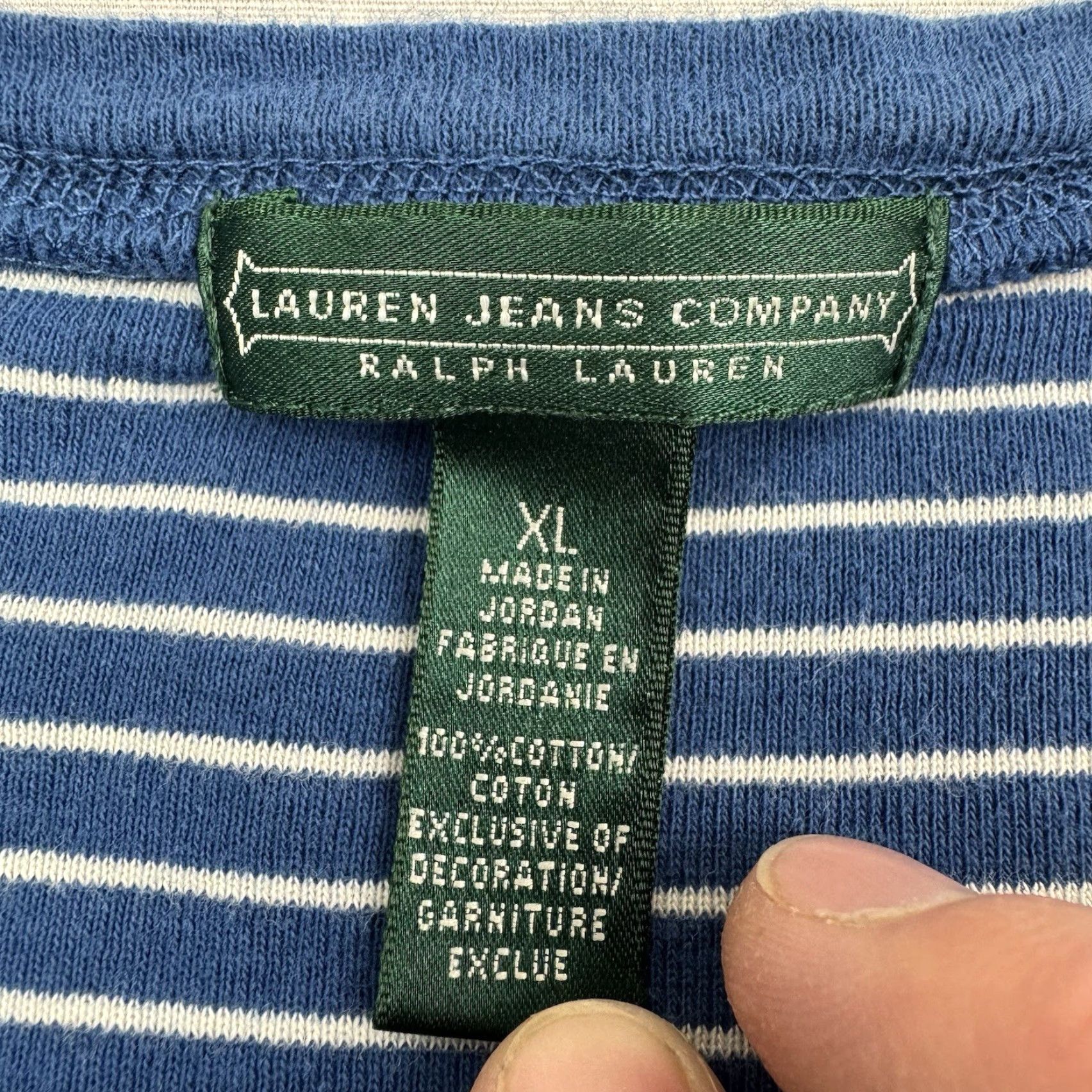 Ralph Lauren VINTAGE Lauren Ralph Lauren Jeans Company Long Sleeve Shirt Women XL Blue Striped Casual 2000s Size XL / US 12-14 / IT 48-50 - 4 Thumbnail