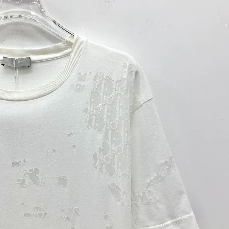 Dior Dior white distressed short sleeve T-shirt Size US M / EU 48-50 / 2 - 3 Thumbnail