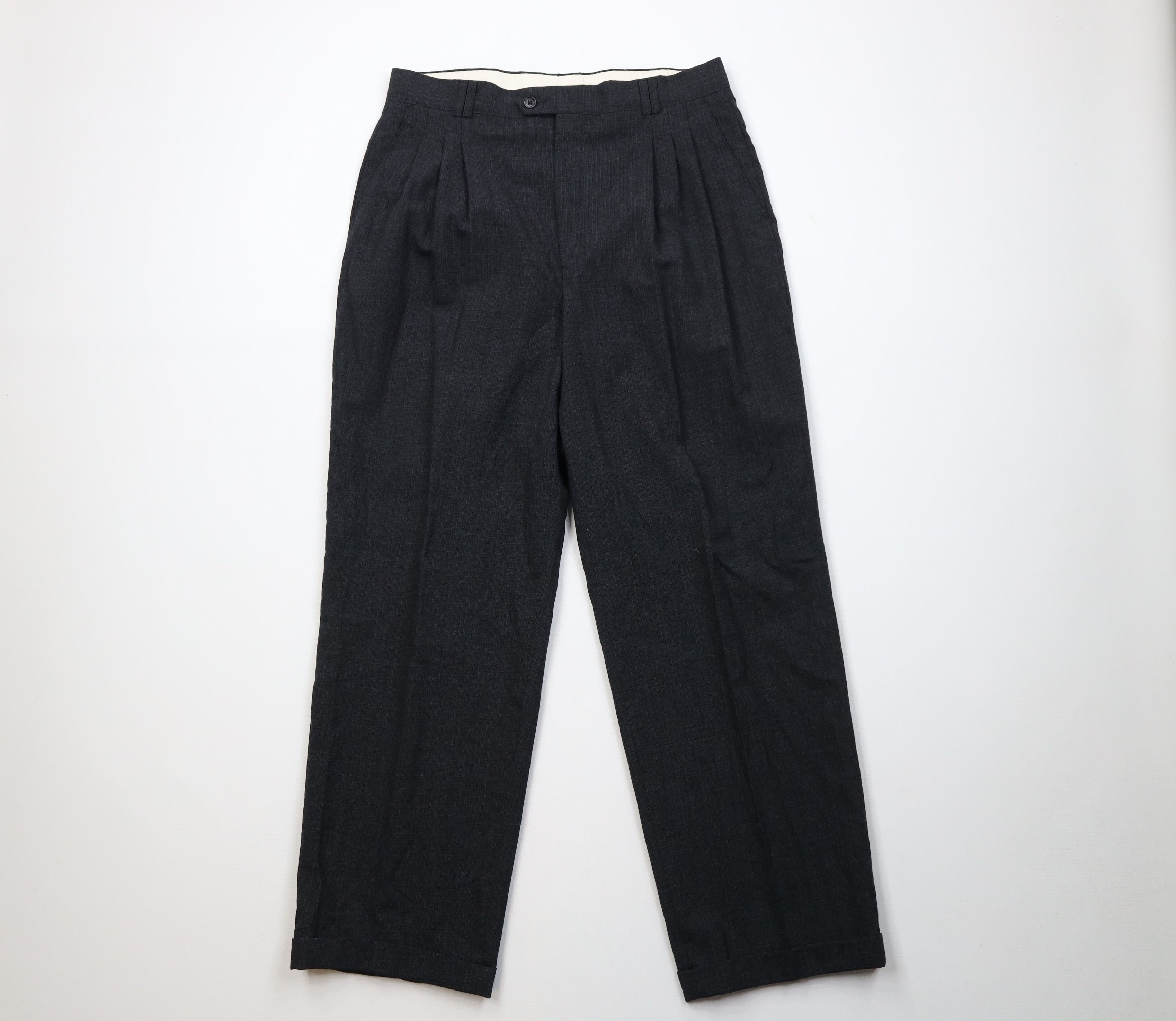 Vintage Vintage 90s Streetwear Knit Wide Leg Chino Pants Gray Plaid Size US 32 / EU 48 - 1 Thumbnail