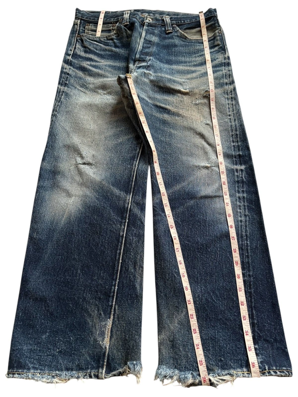Japanese Brand × The Flat Head Vintage Flat Head Selvedge Mud Wash Distress Rip Baggy Jean Size US 32 / EU 48 - 13 Thumbnail