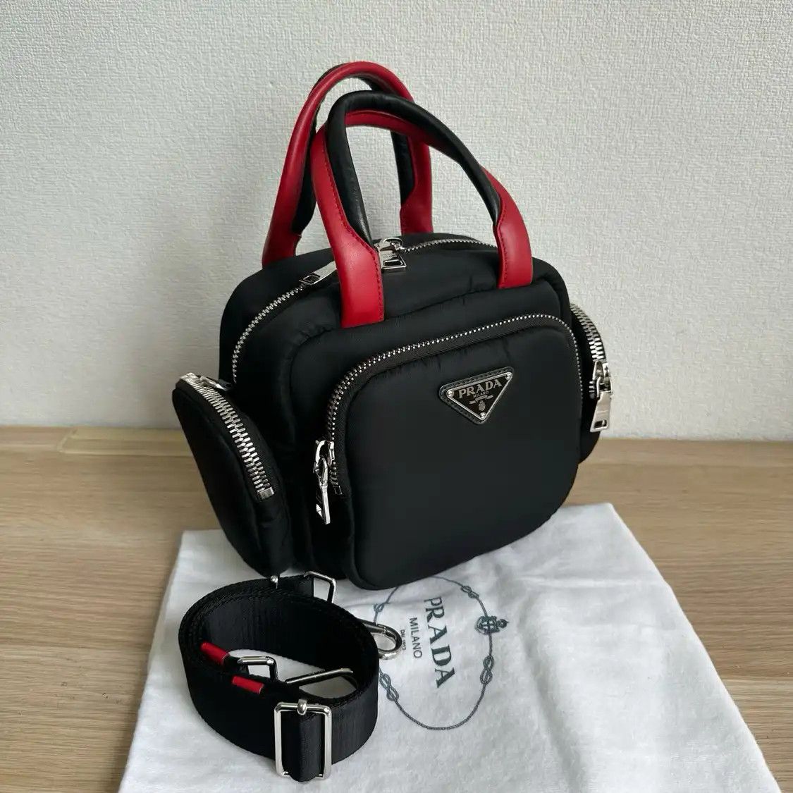 Prada PRADA Cargo Small black nylon crossbody bag silver hardware detachable strap Size ONE SIZE - 1 Thumbnail