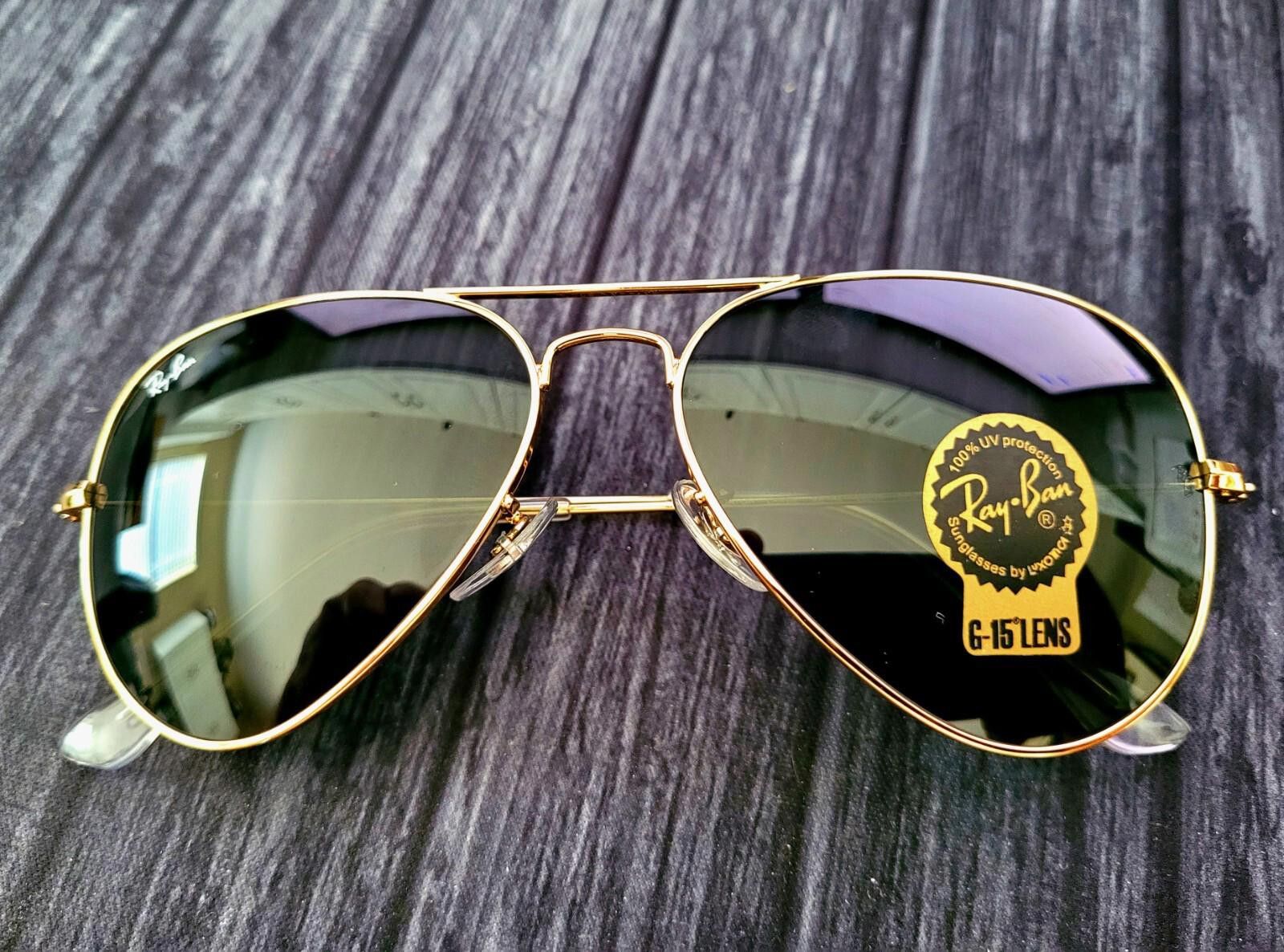 Ray Ban aviator glasses.  Bought but never used Ray-Ban 3025 Aviator No-Line Sunglasses – ReadingGlasses.com main image 3