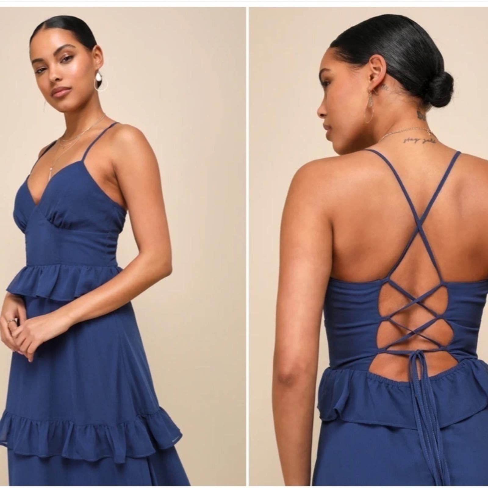 Lulus LULU's Prom Wedding Romantic Ruffle Corset Maxi Dress Size L / US 10 / IT 46 - 4 Thumbnail