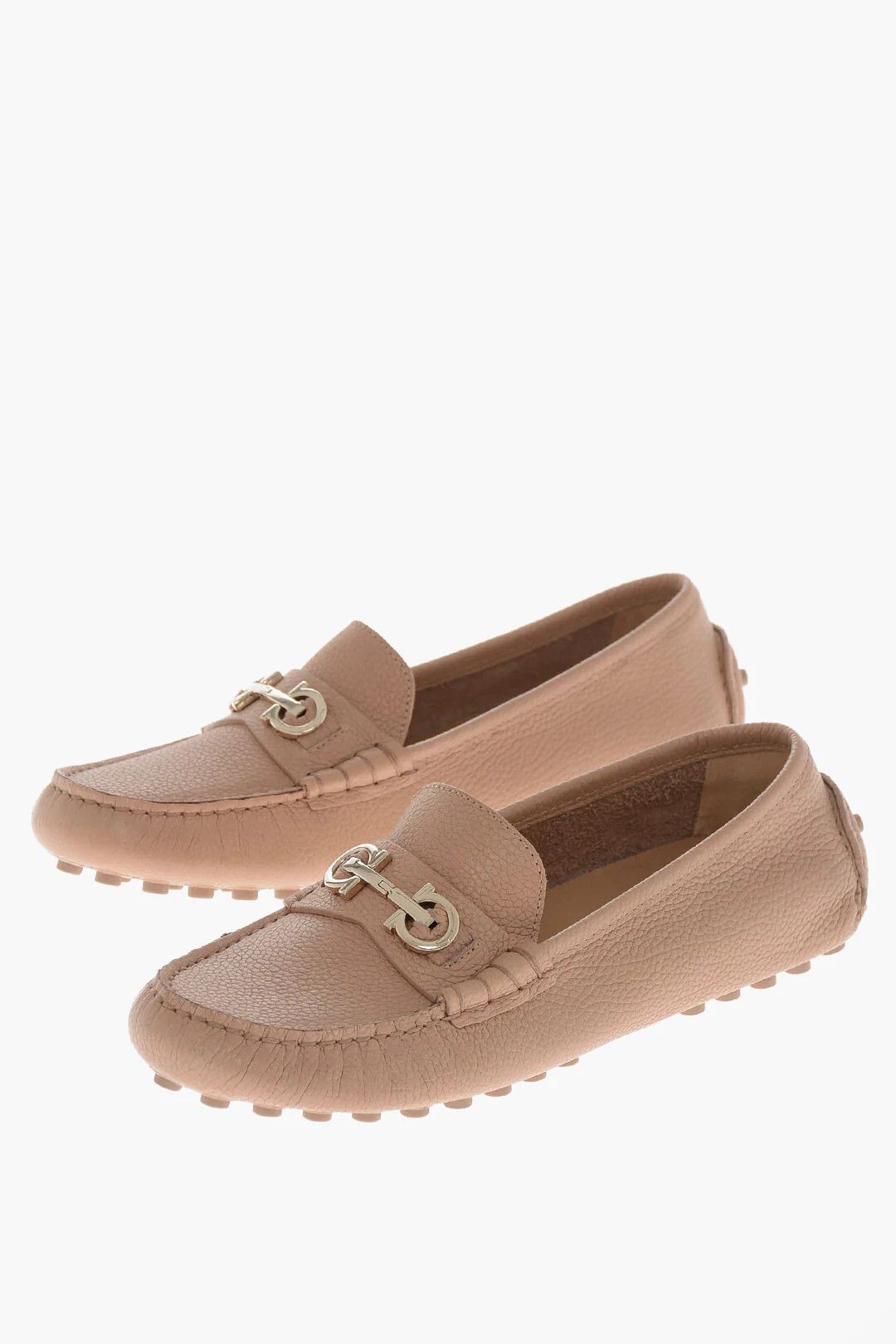 Salvatore Ferragamo og1mm0426 Hammered Leather Loafers in Pink Size US 7 / IT 37 - 3 Thumbnail