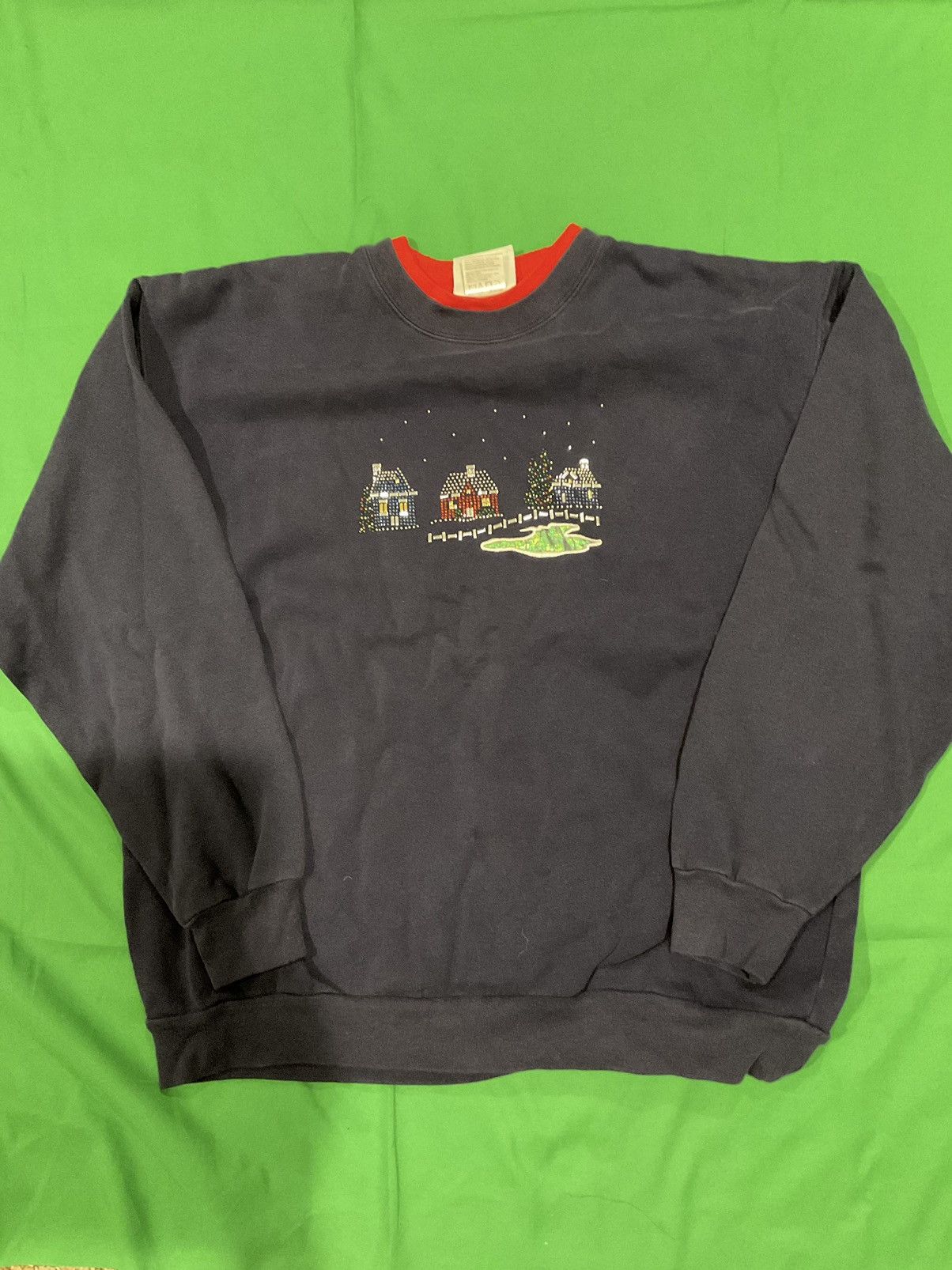 Vintage Vintage Christmas sweatshirt with a cottage Size L / US 10 / IT 46 - 1 Thumbnail