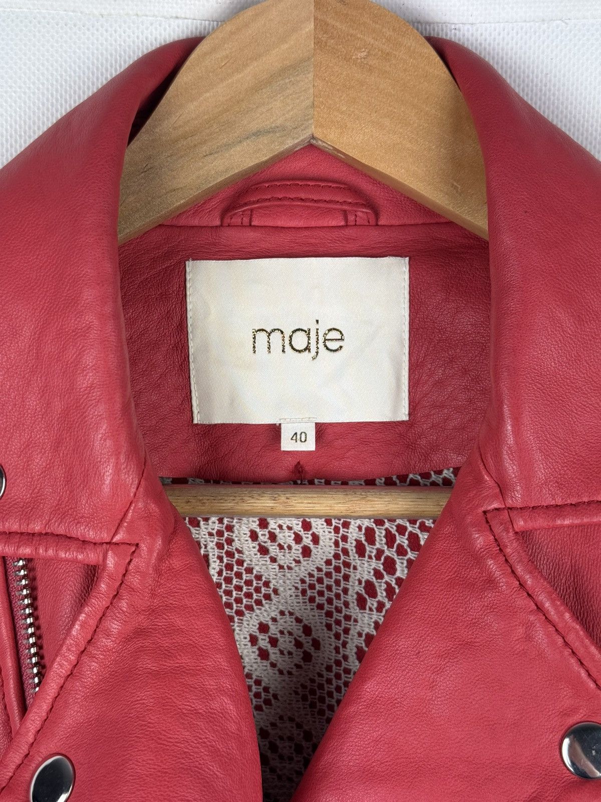 Maje Maje Ladies Full Zip Real Leather Belted Biker Jacket Size S / US 4 / IT 40 - 9 Thumbnail