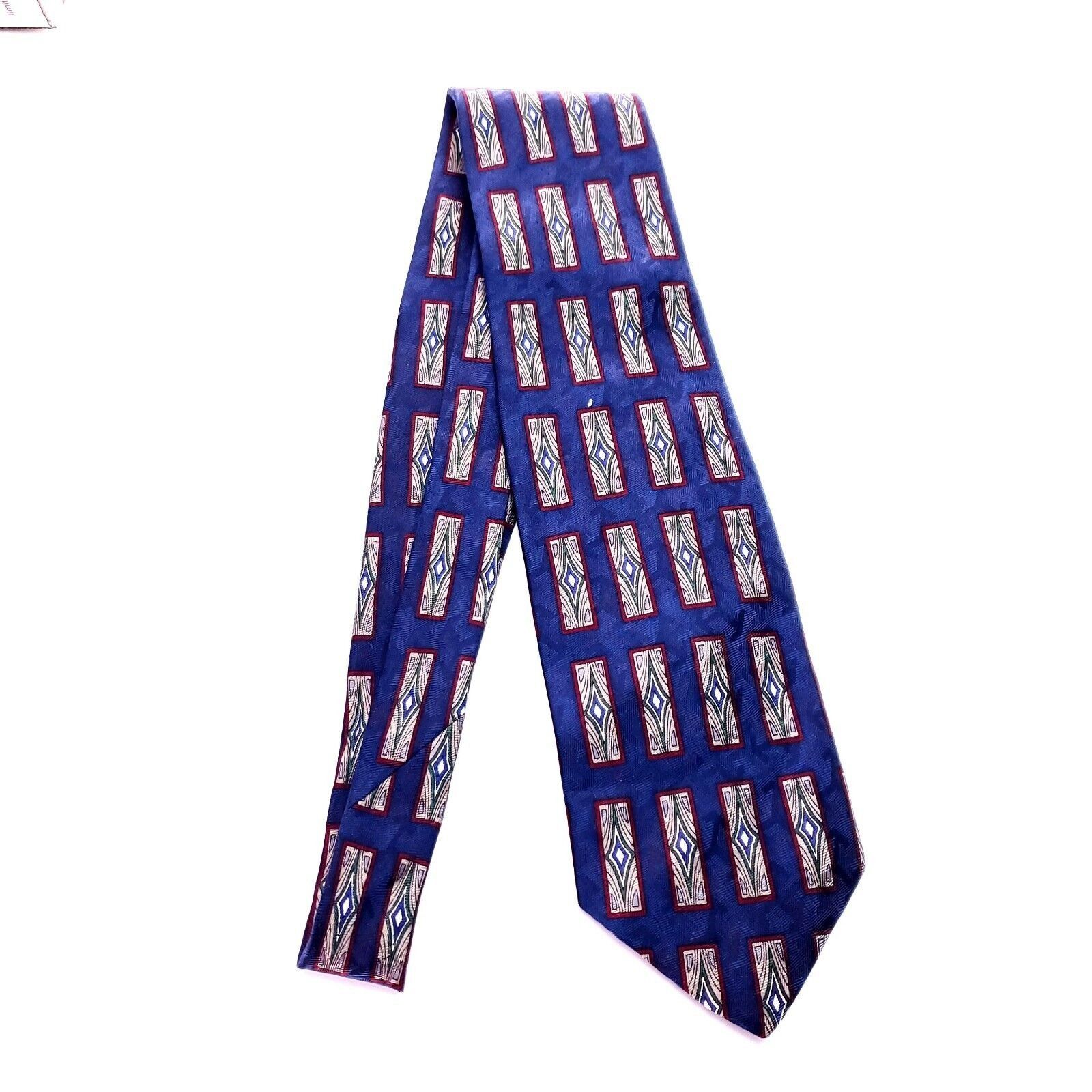 XMI Platinum XMI Silk Tie Print Blue Geometric Short Size ONE SIZE - 6 Thumbnail