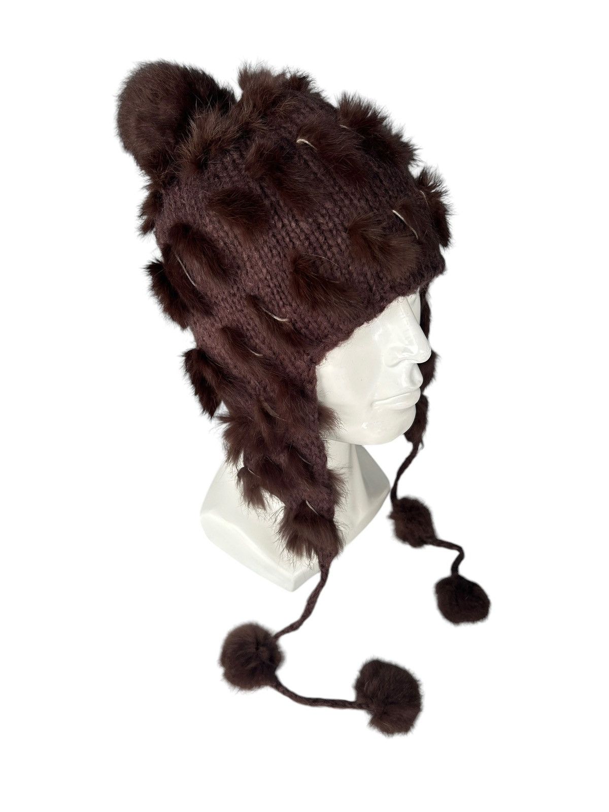 Japanese Brand × Kapital × Vintage Japanese Punk Bondage Style knitt Fur Beanie Hats Rare🎌☠️☠️ Size ONE SIZE - 1 Thumbnail