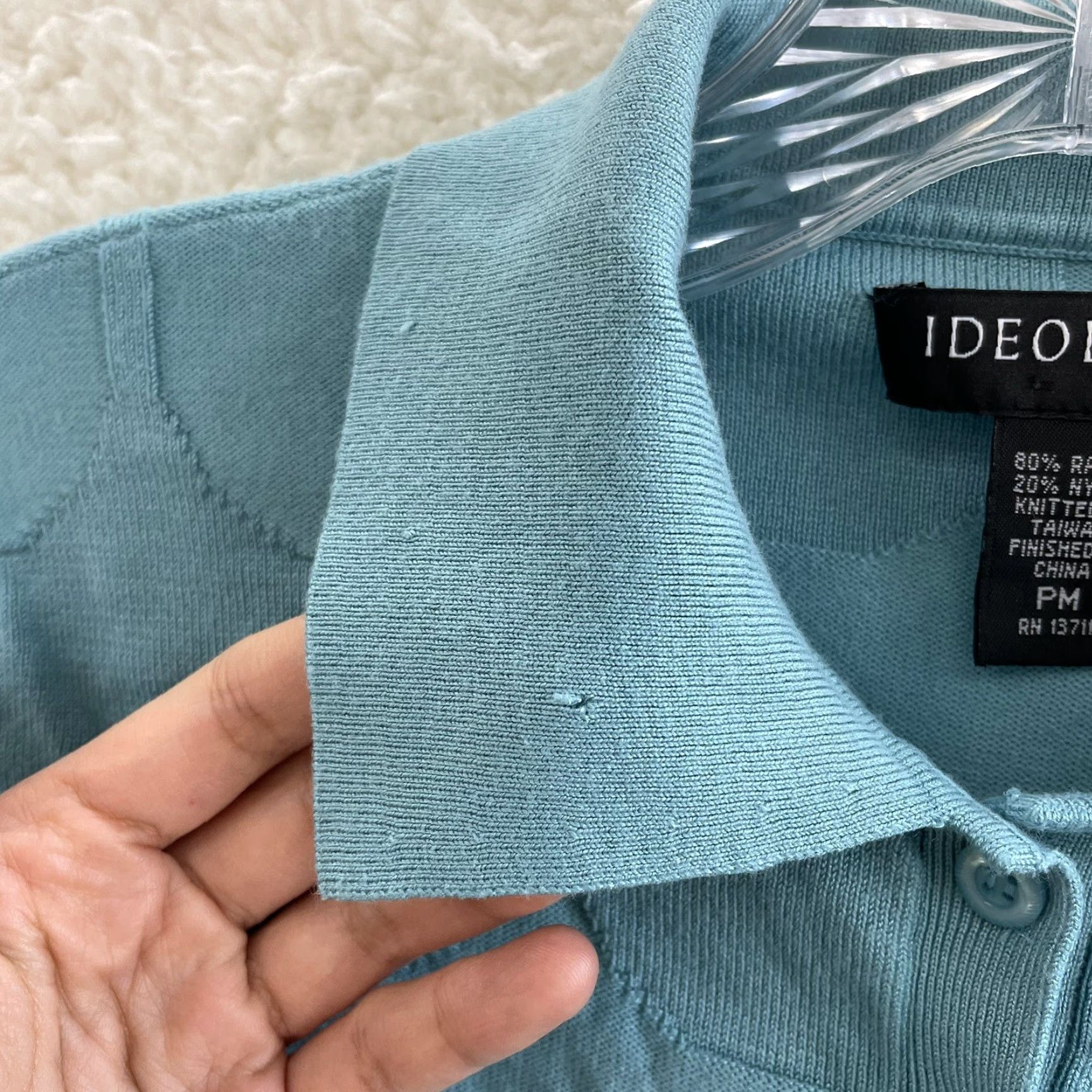 Vintage Y2K Vintage Top M Medium Petite Blue Button Collared Blouse Ideology Office Shirt Womens Size M / US 6-8 / IT 42-44 - 4 Thumbnail