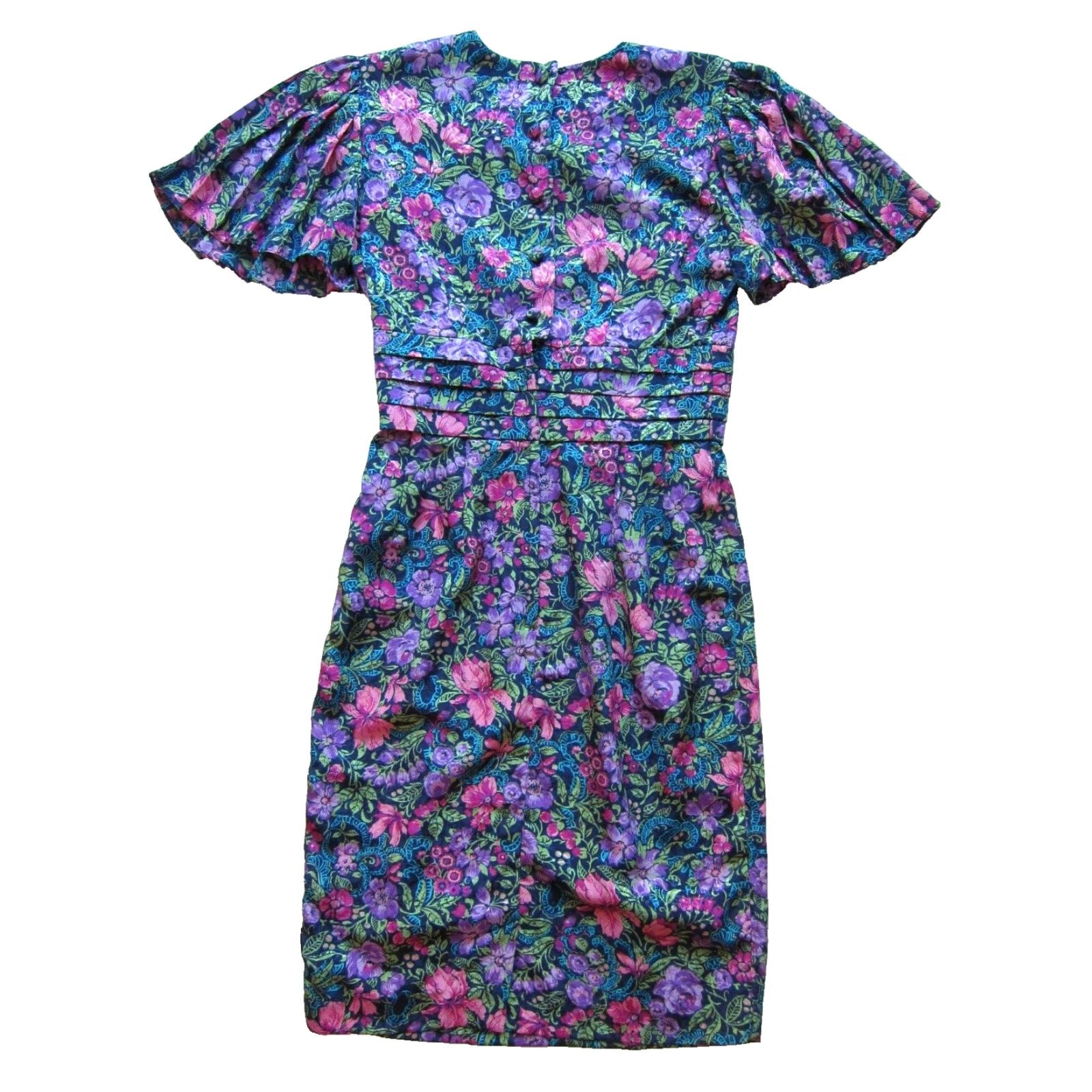 Vintage Vtg Maggy Boutique 80s Floral Short Sleeve Wiggle Dress 4 Size 27" / US 4 / IT 40 - 2 Thumbnail