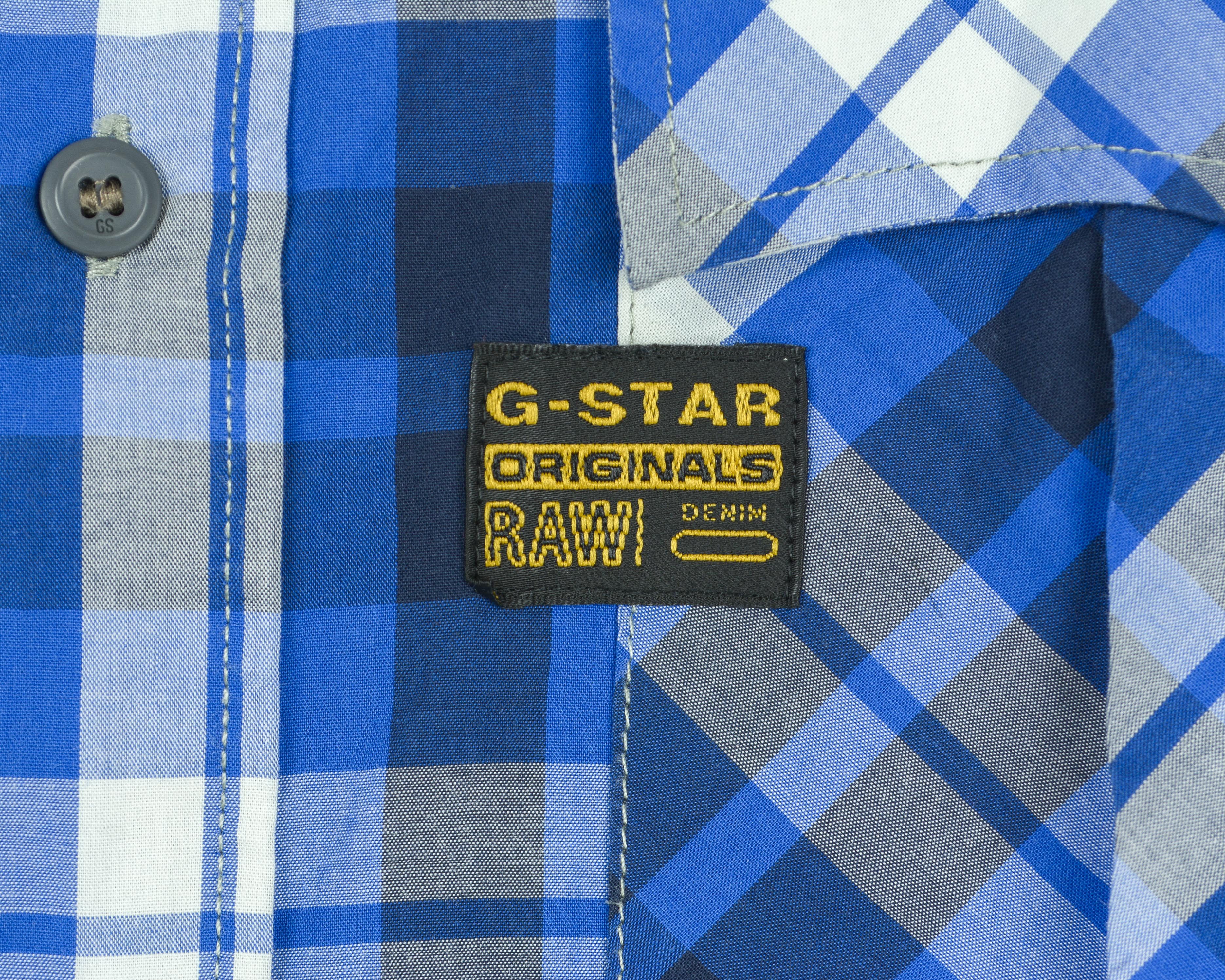 G-Star Tunn Hillstand Shirt M Short Sleeved Casual Checked Blue Top Size US M / EU 48-50 / 2 - 5 Thumbnail