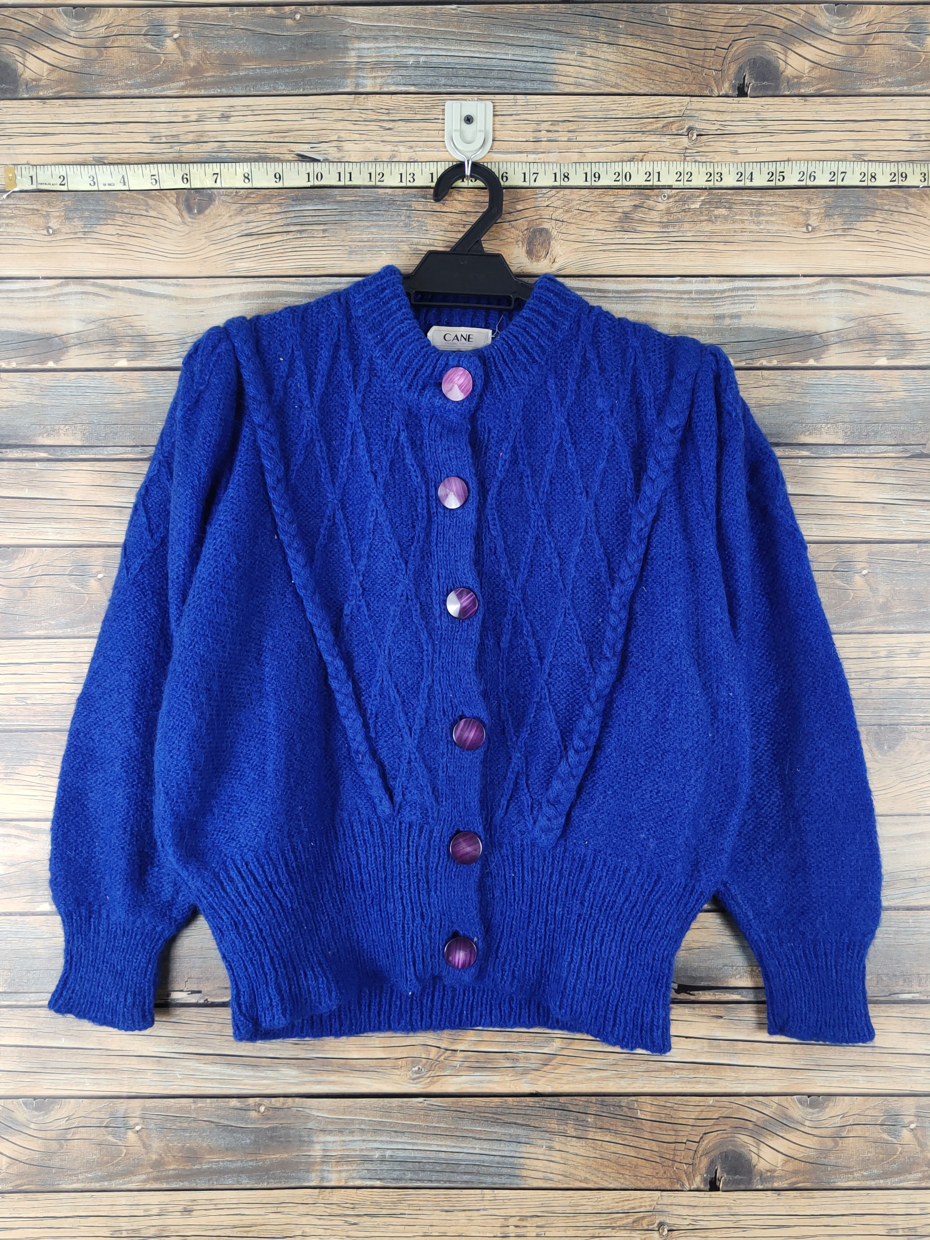 Vintage Cane Blue Knitwear Cardigan #W1547 Size M / US 6-8 / IT 42-44 - 1 Thumbnail