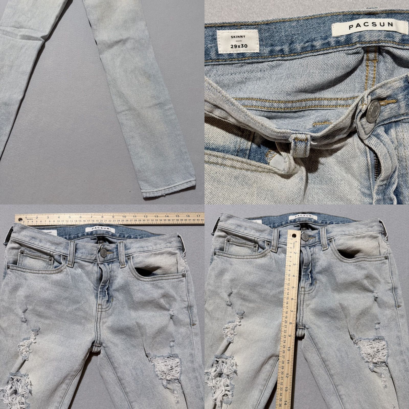 Pacsun PacSun Jeans Women's Light Wash Denim Low Rise Distressed Skinny Fit- 29x30 Size 29" - 8 Thumbnail