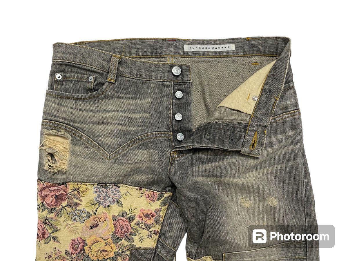 Designer × Issey Miyake × Japanese Brand Issey Miyake Sunaokuwahara Floral Patchwork Denim Size US 31 - 5 Thumbnail