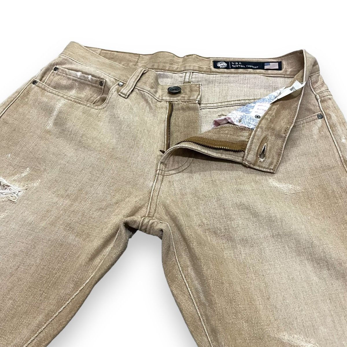 GOA 🇯🇵 BACK NUMBER DISTRESSED DENIM PANTS Size US 30 / EU 46 - 6 Thumbnail