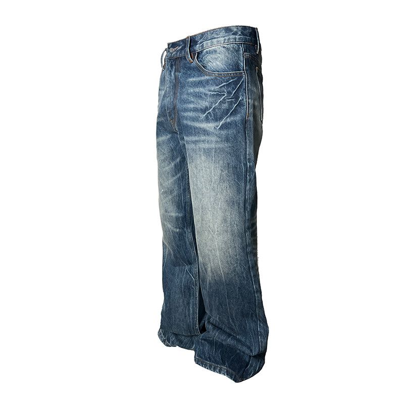Lightning Grain Pattern Straight Leg Jeans