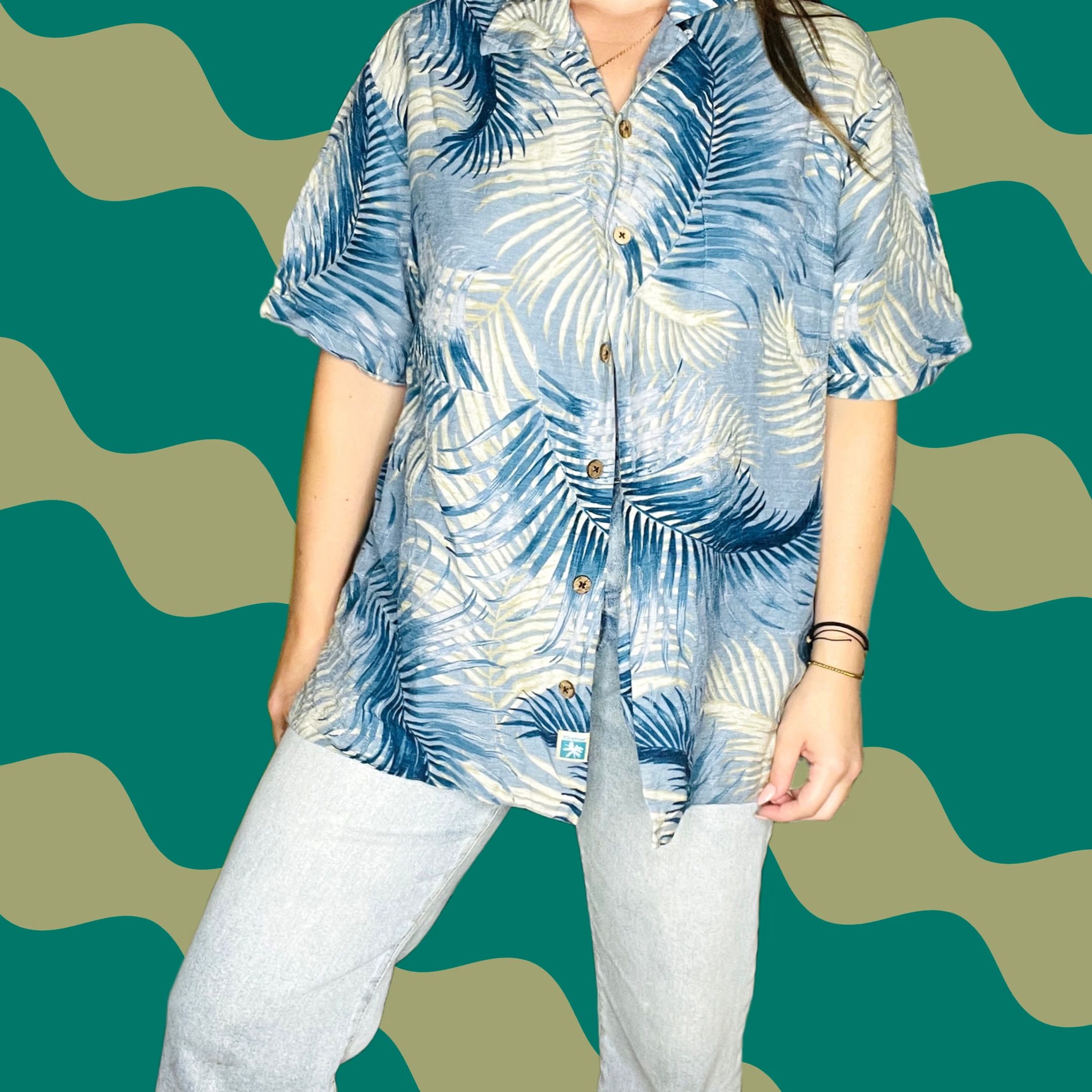 Vintage VINTAGE Carribean Pure Silk Blue Feather Button Down Casual Shirt L Mens Size US L / EU 52-54 / 3 - 1 Thumbnail
