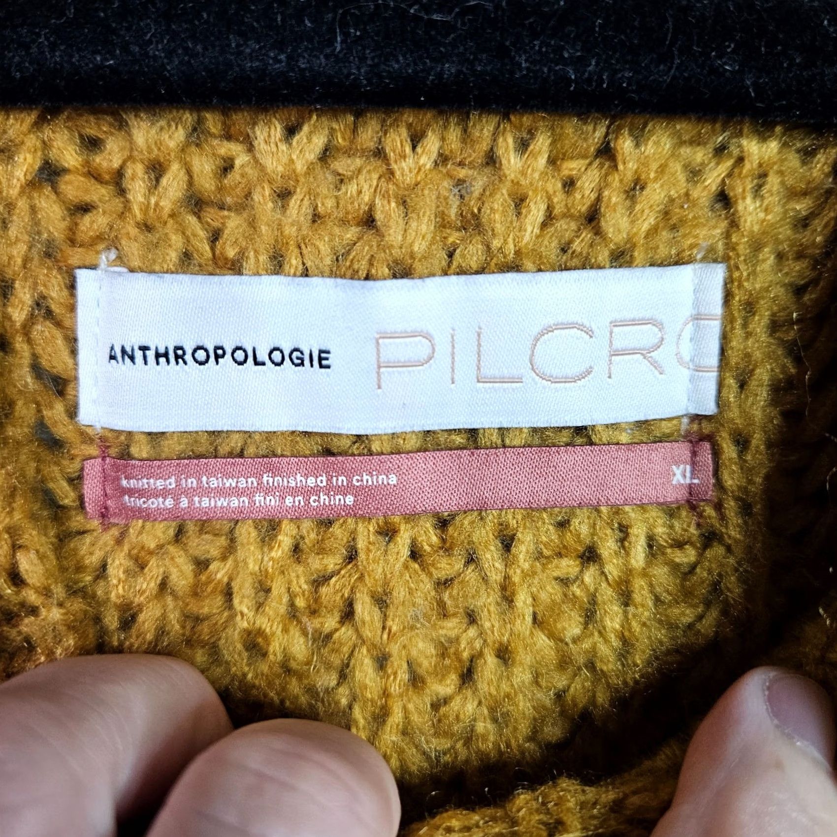 Vintage Pilcro By Anthropologie Women's Devenne Pointelle Chunky Knit Sweater XL Cardigan Knit Yellow Regular Long Sleeve Size XL / US 12-14 / IT 48-50 - 7 Thumbnail